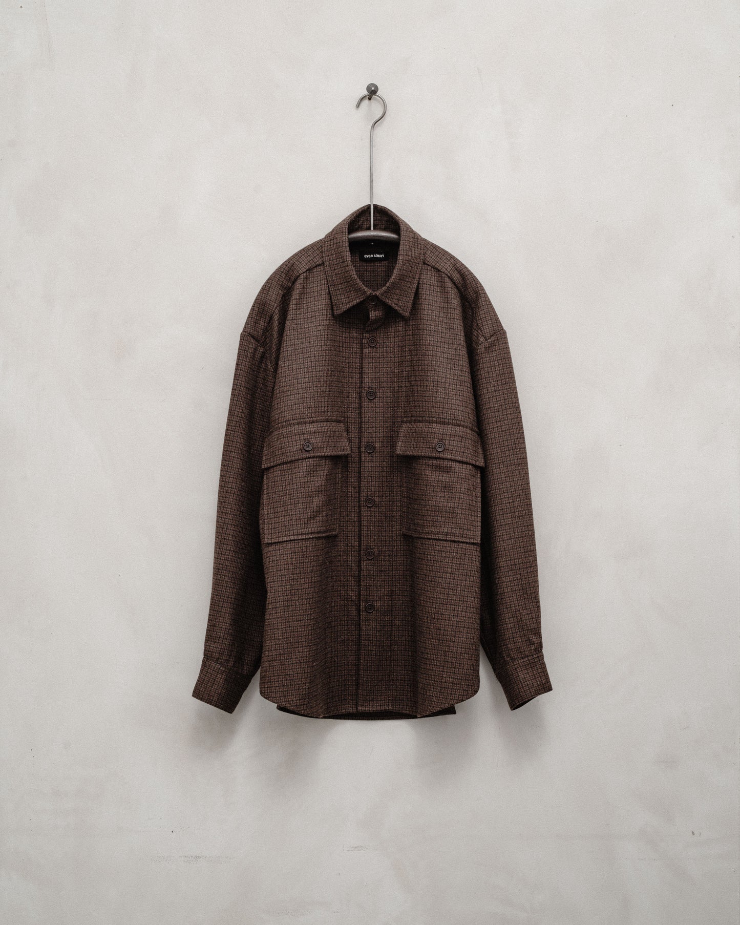 Big Shirt - Fox Superfine Merino Check, Rust/Dark Brown