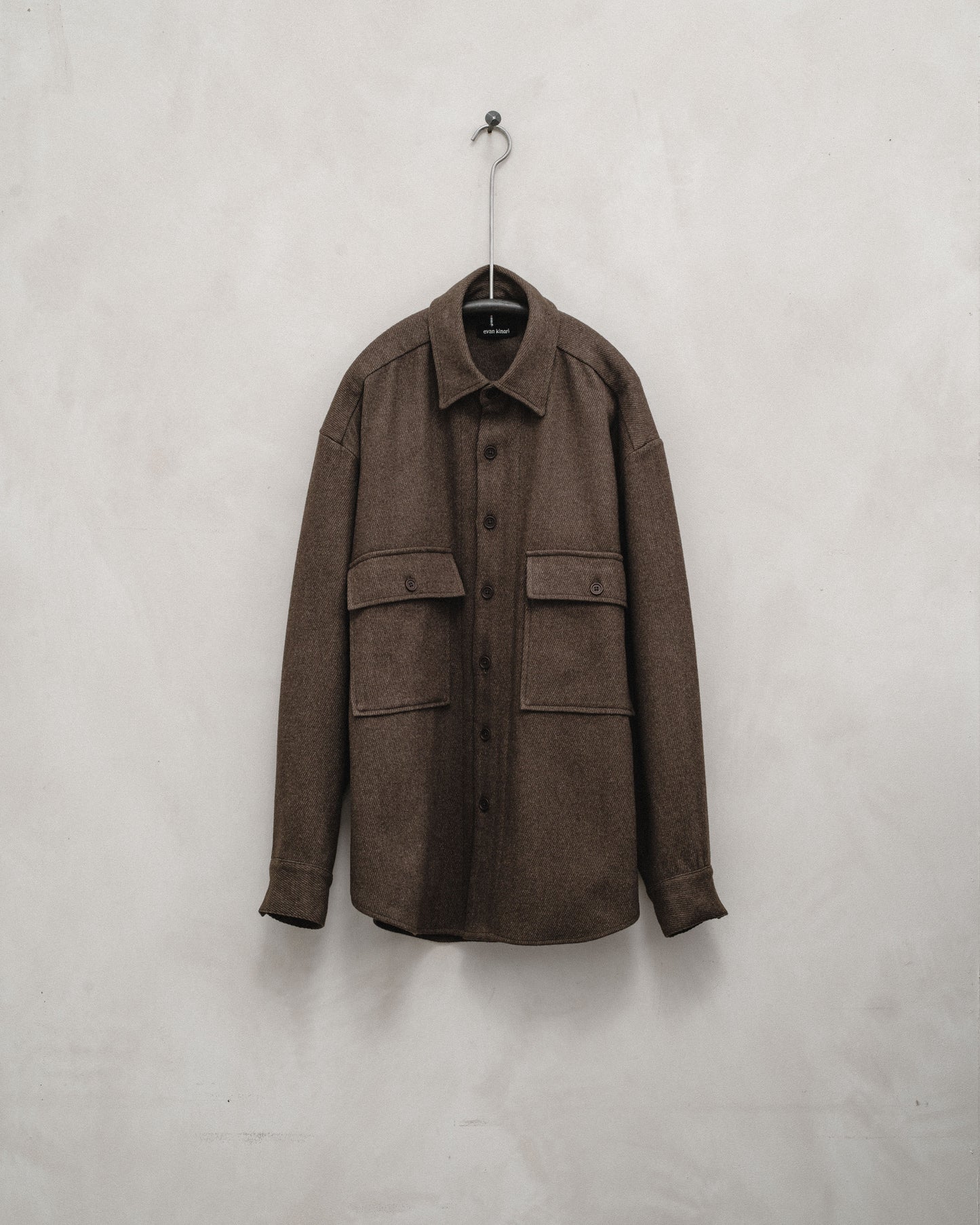 Big Shirt - Yarn Dyed Wool/Cotton Twill, Olive Melange