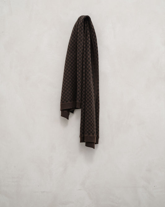 Knit Shawl - Checker Cashmere/Lambswool, Brown/Black