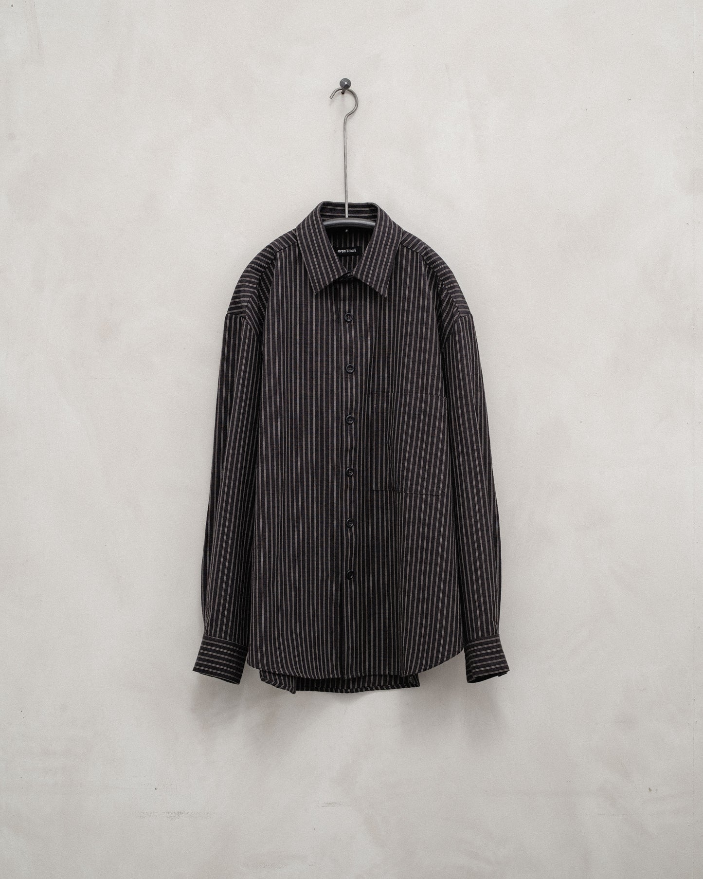 Big Shirt Two - Double Stripe Cotton, Navy/Brown