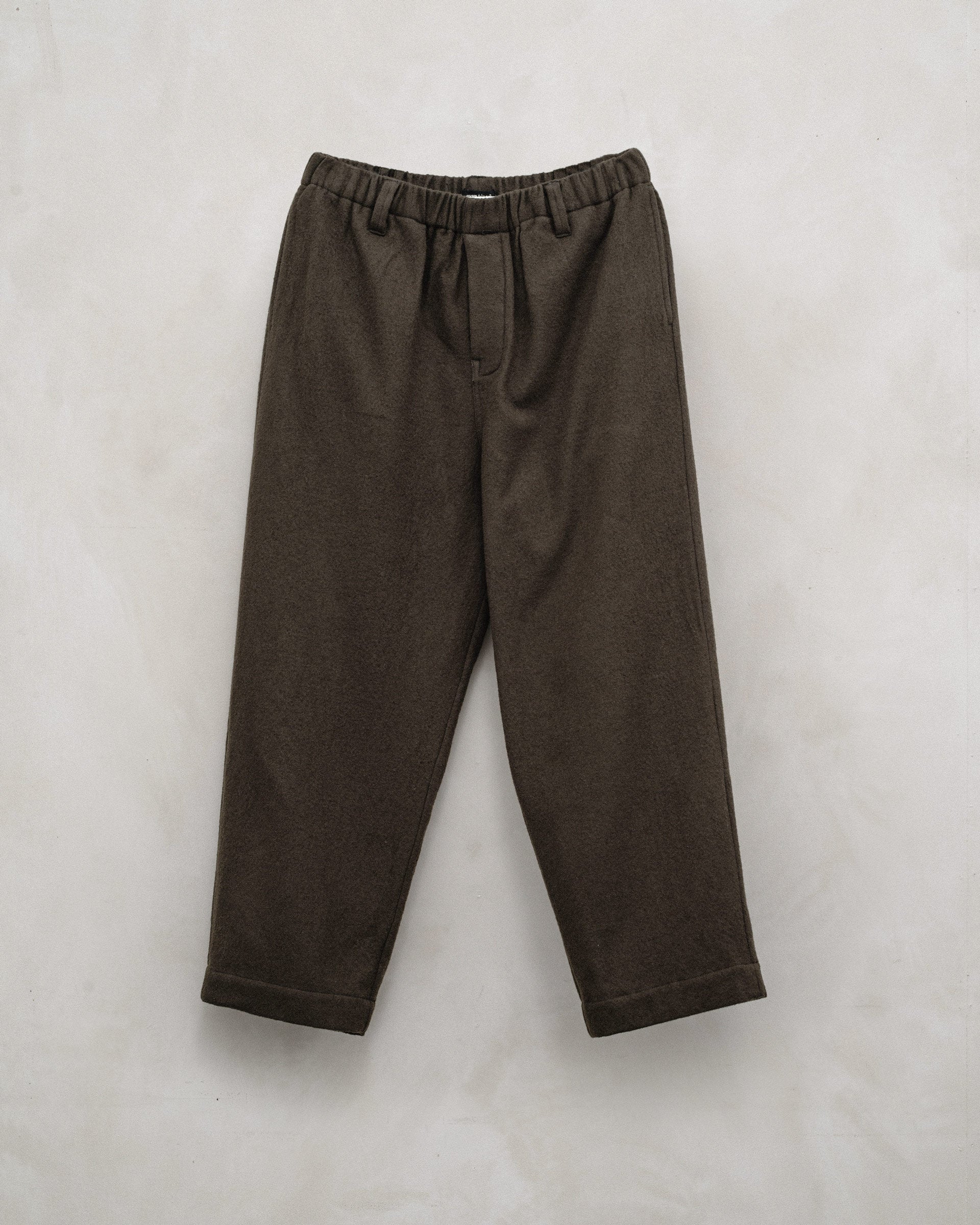 Elastic Pant - Brushed Wool Twill, Dark Olive – evan kinori