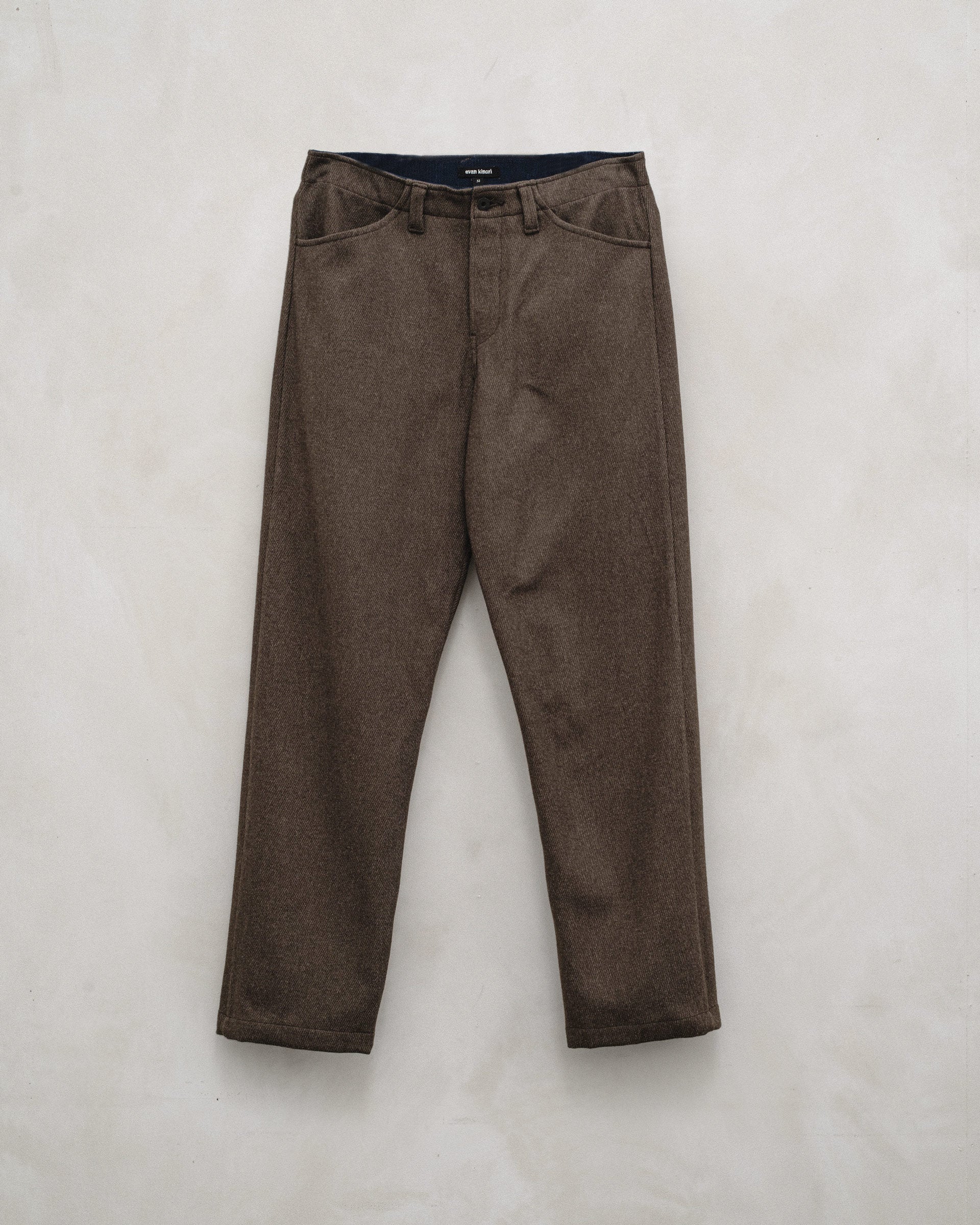 Four Pocket Pant - Yarn Dyed Wool/Cotton Twill, Olive Melange – evan kinori