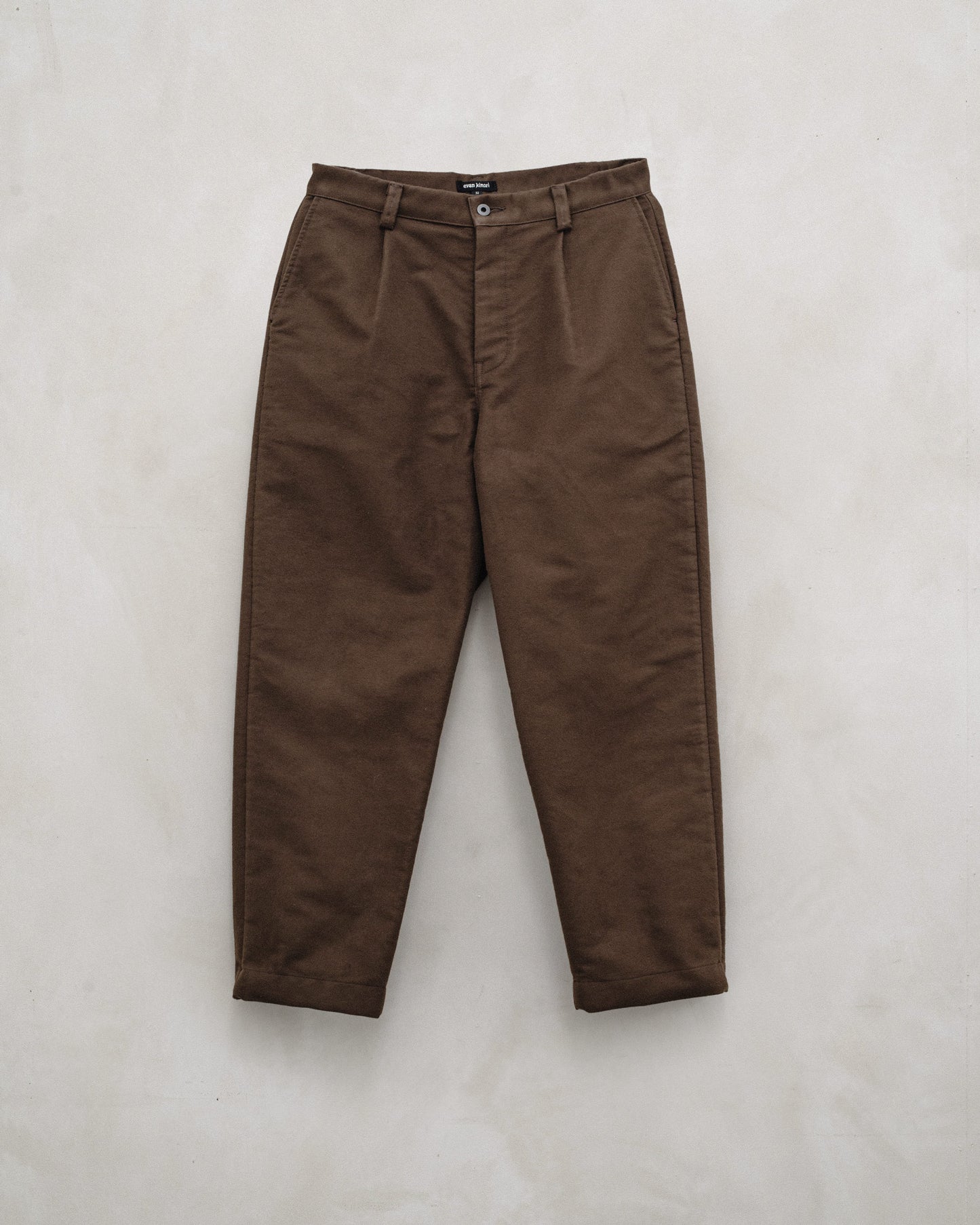 Single Pleat Pant - Organic Cotton Moleskin, Brown