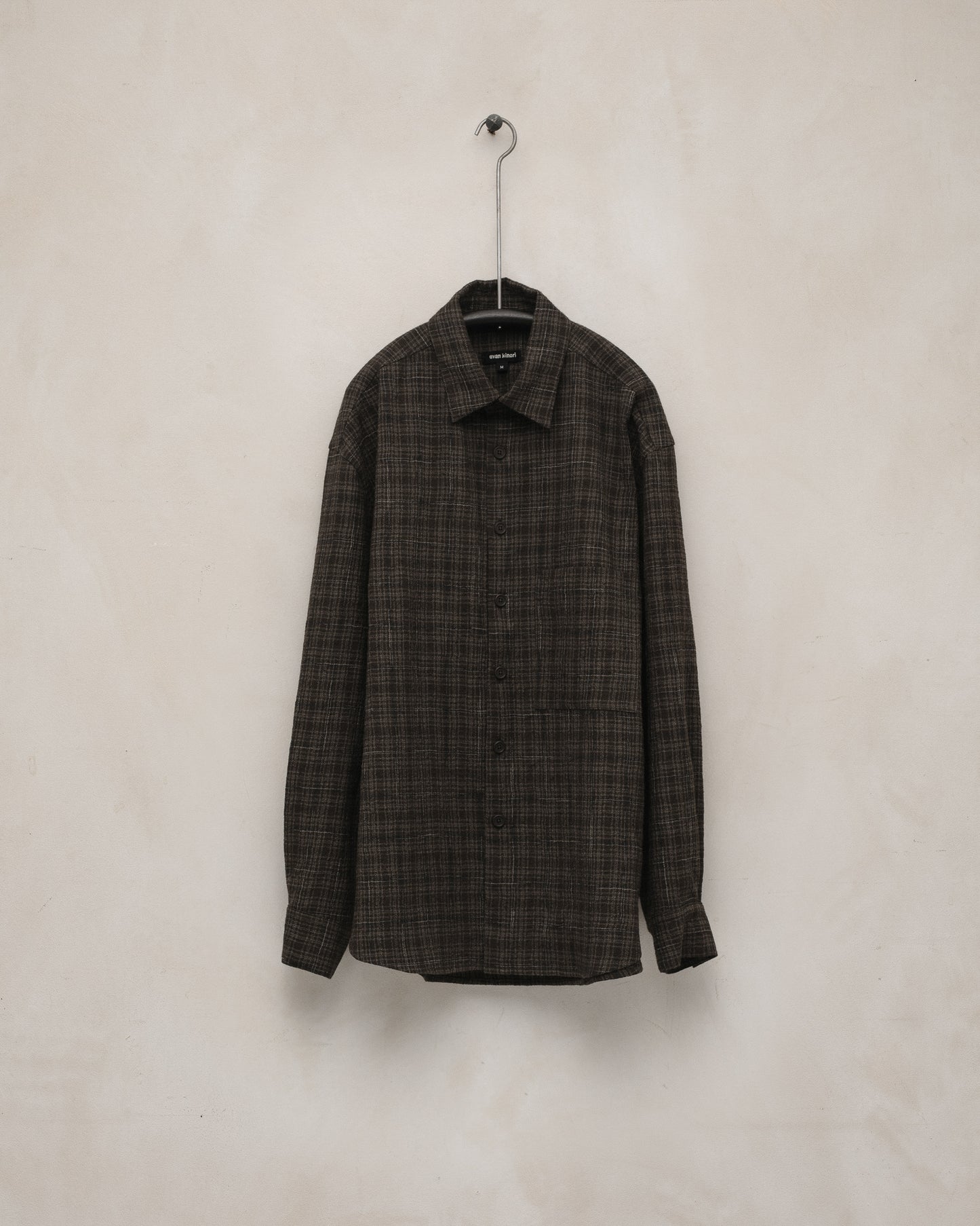 Big Shirt Two - Kasuri Wool Check, Brown/Beige/Navy