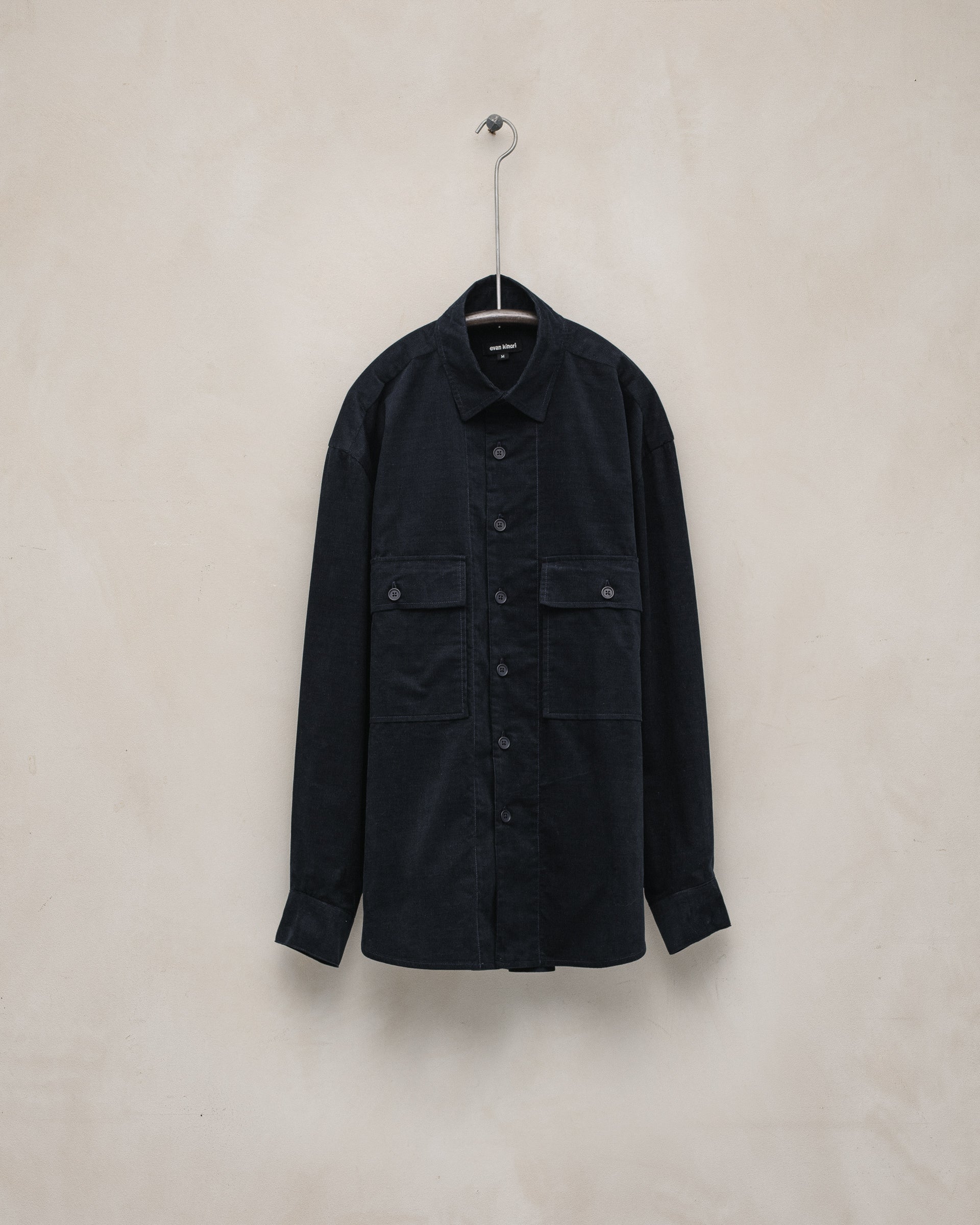 evan kinori popover shirt M エバンキノリ リネン EVAN KINORI Big Shirt Two [Navy/Red(Yarn Dyed Linen)]