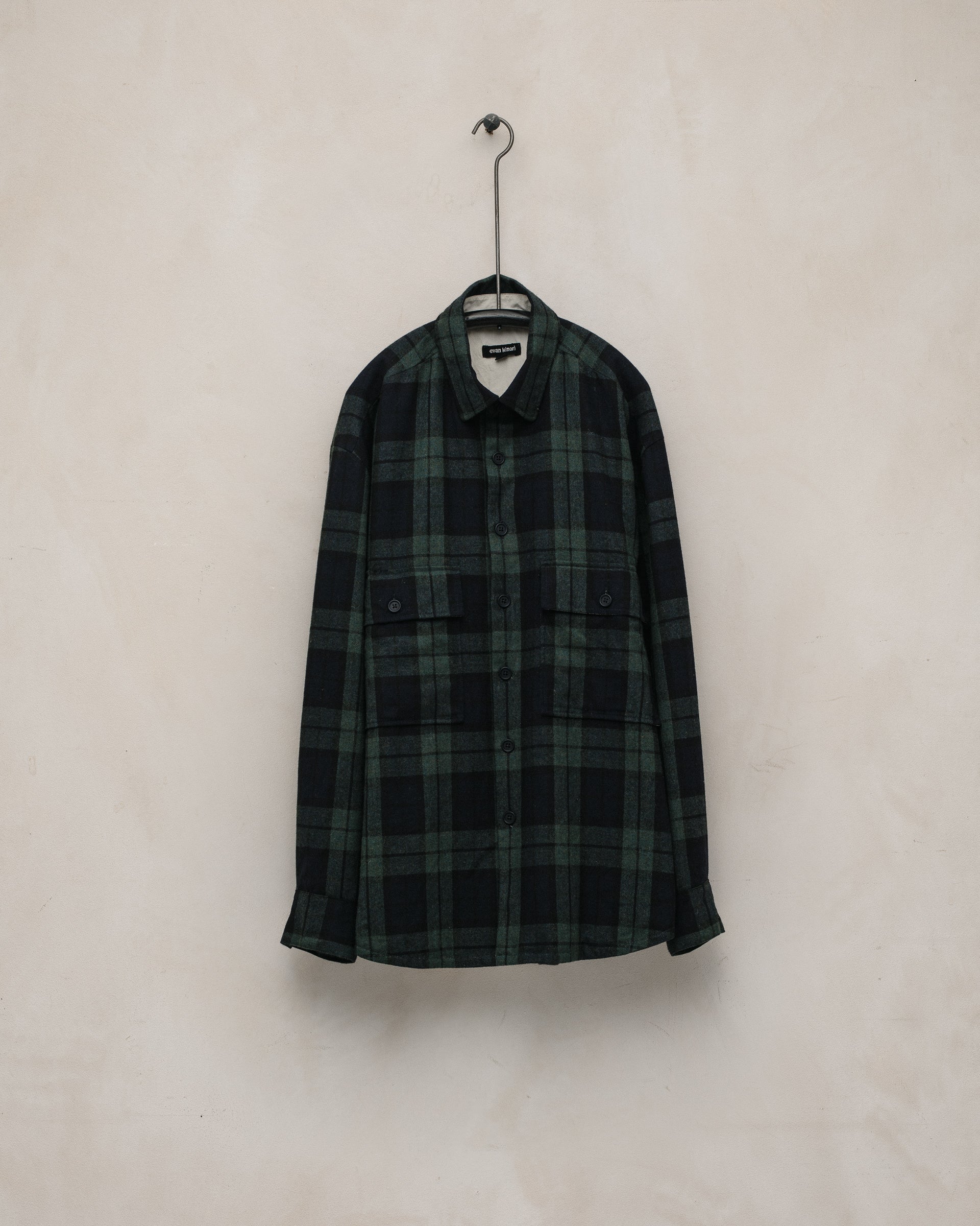 Big Shirt - Irish Wool Check, Black/Navy/Green – evan kinori