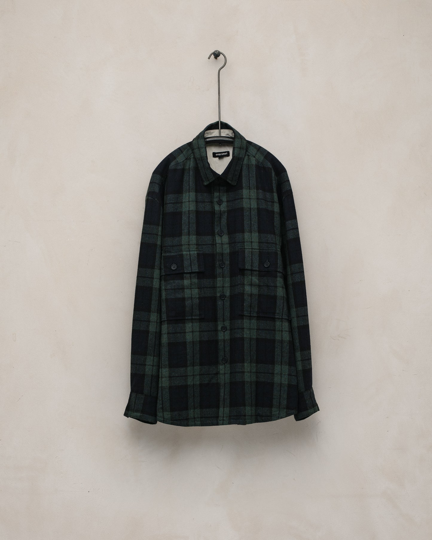 Big Shirt - Irish Wool Check, Black/Navy/Green