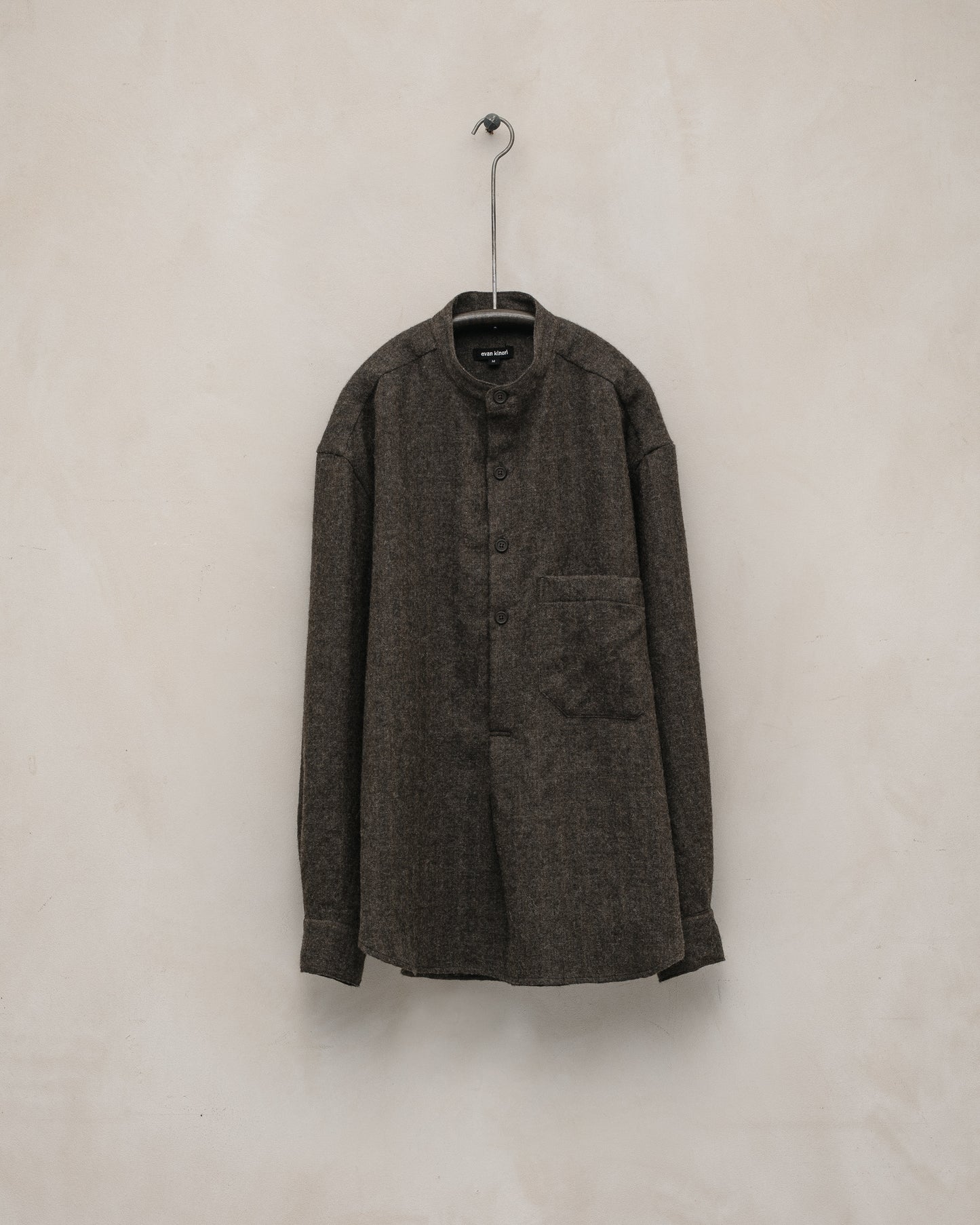 Popover Shirt - Undyed Wool Herringbone, Dark Brown