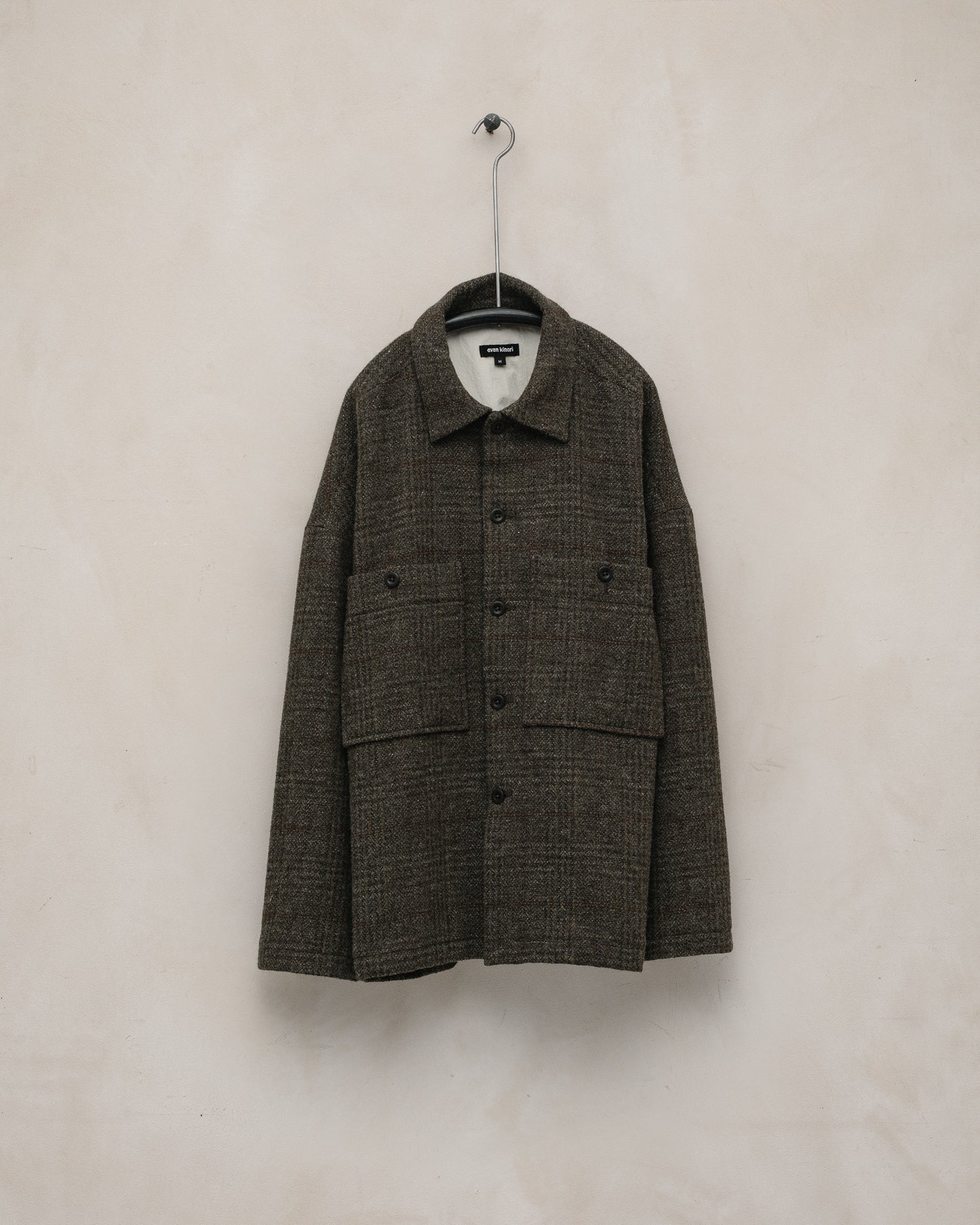 Field Shirt Two - Wool Herringbone Check, Dark Olive/Charcoal