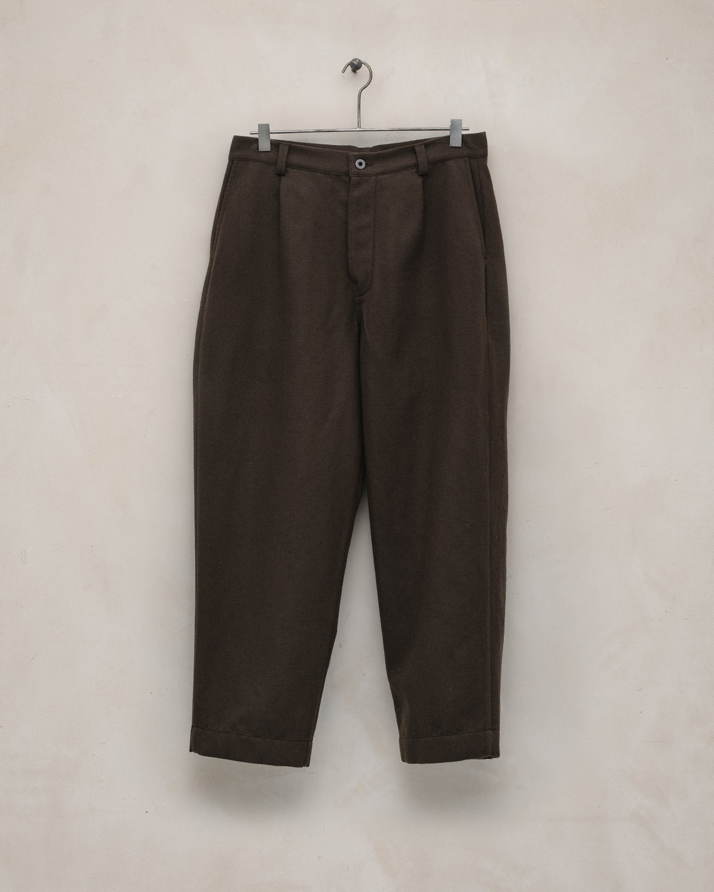 Single Pleat Pant - Brushed Broken Twill, Dark Olive