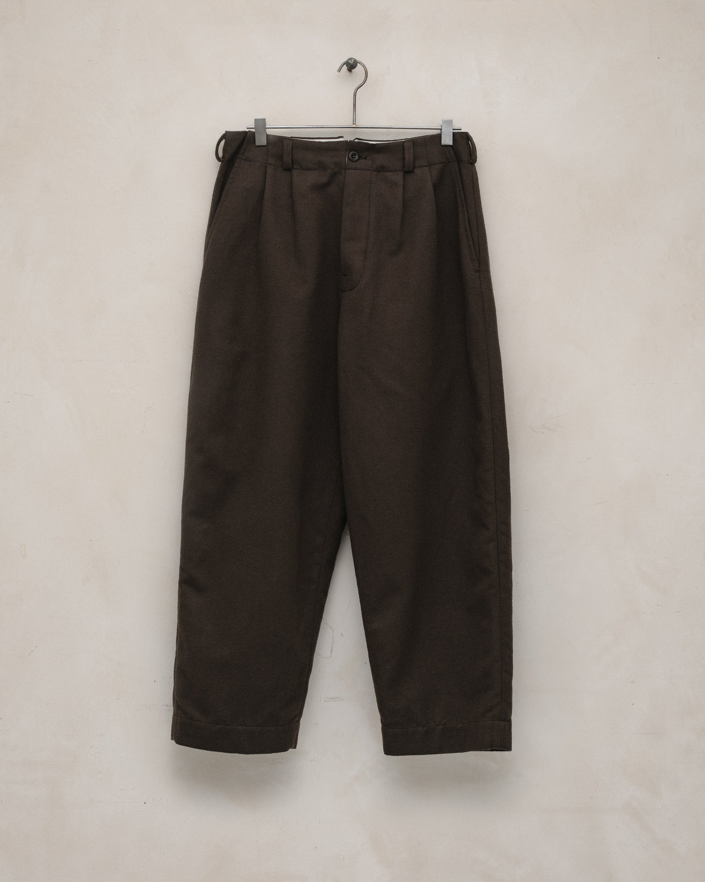 Two Pleat Pant - Brushed Broken Twill, Dark Olive