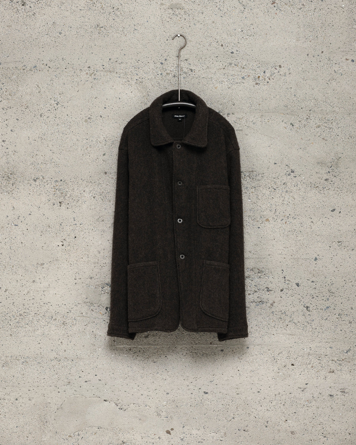Three Pocket Jacket - Brushed Wool Coating, Dark Brown