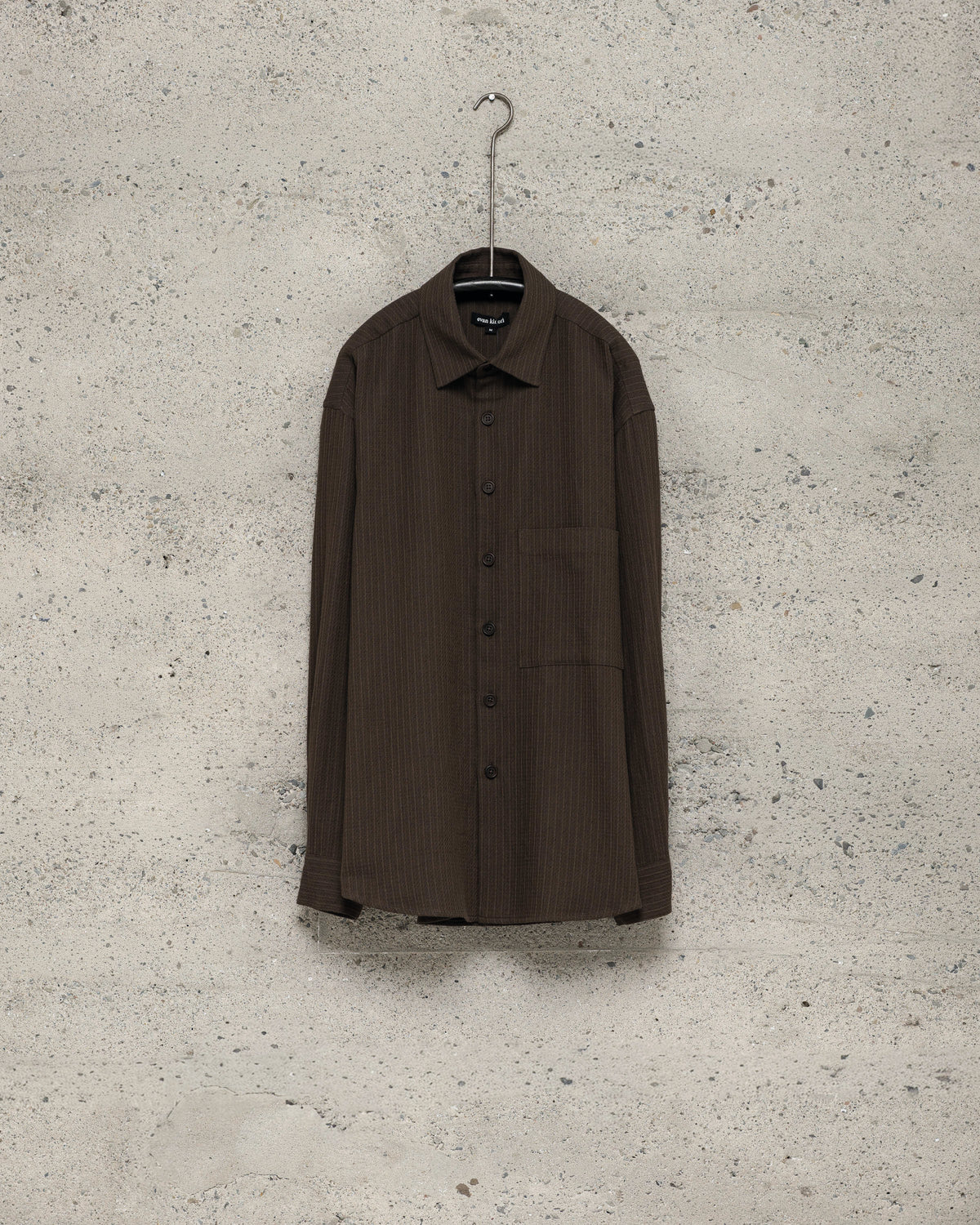 Big Shirt Two - Cotton Dobby Stripe, Dark Olive