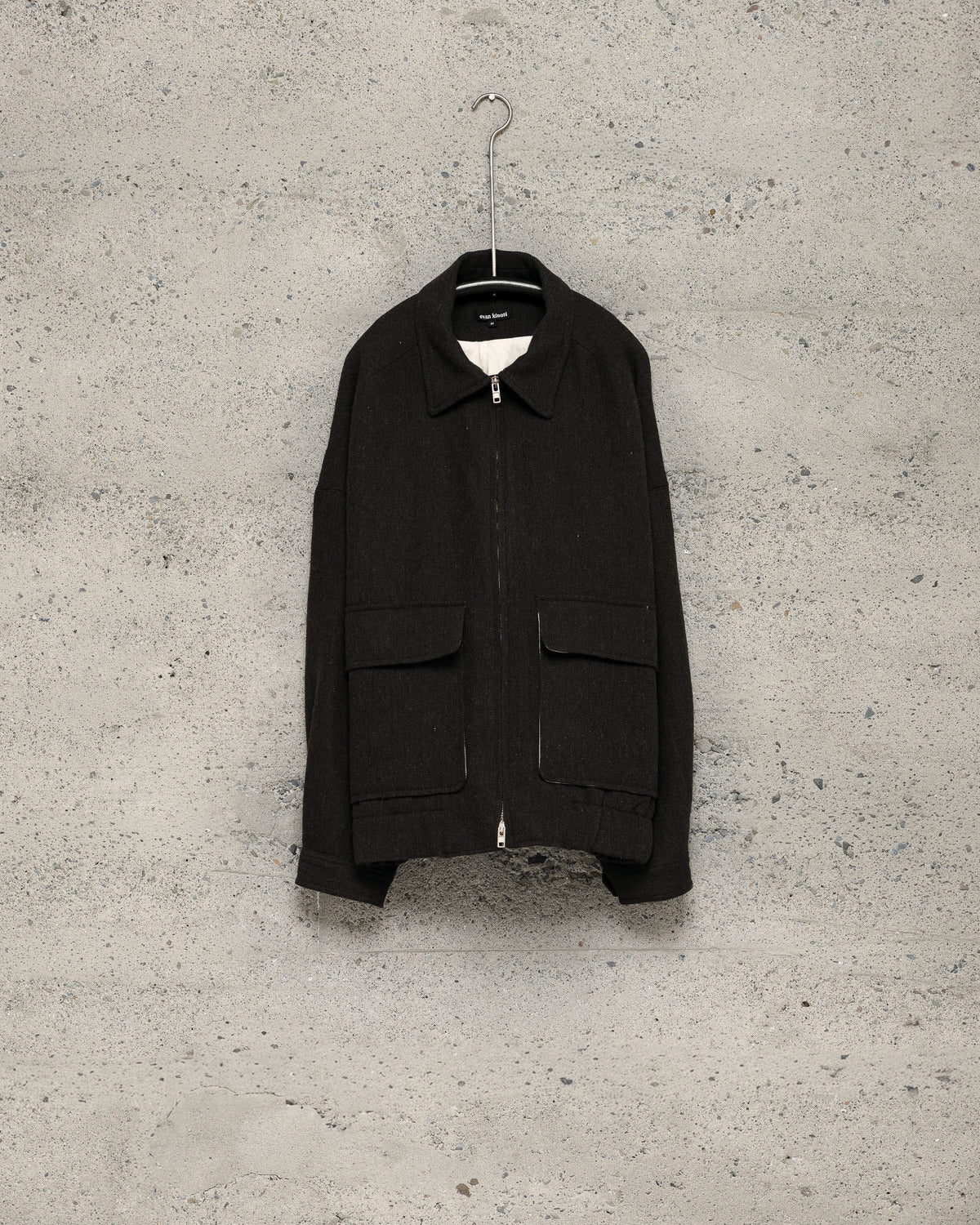 Zip Jacket Two - Wool/Linen Herringbone, Black/Brown