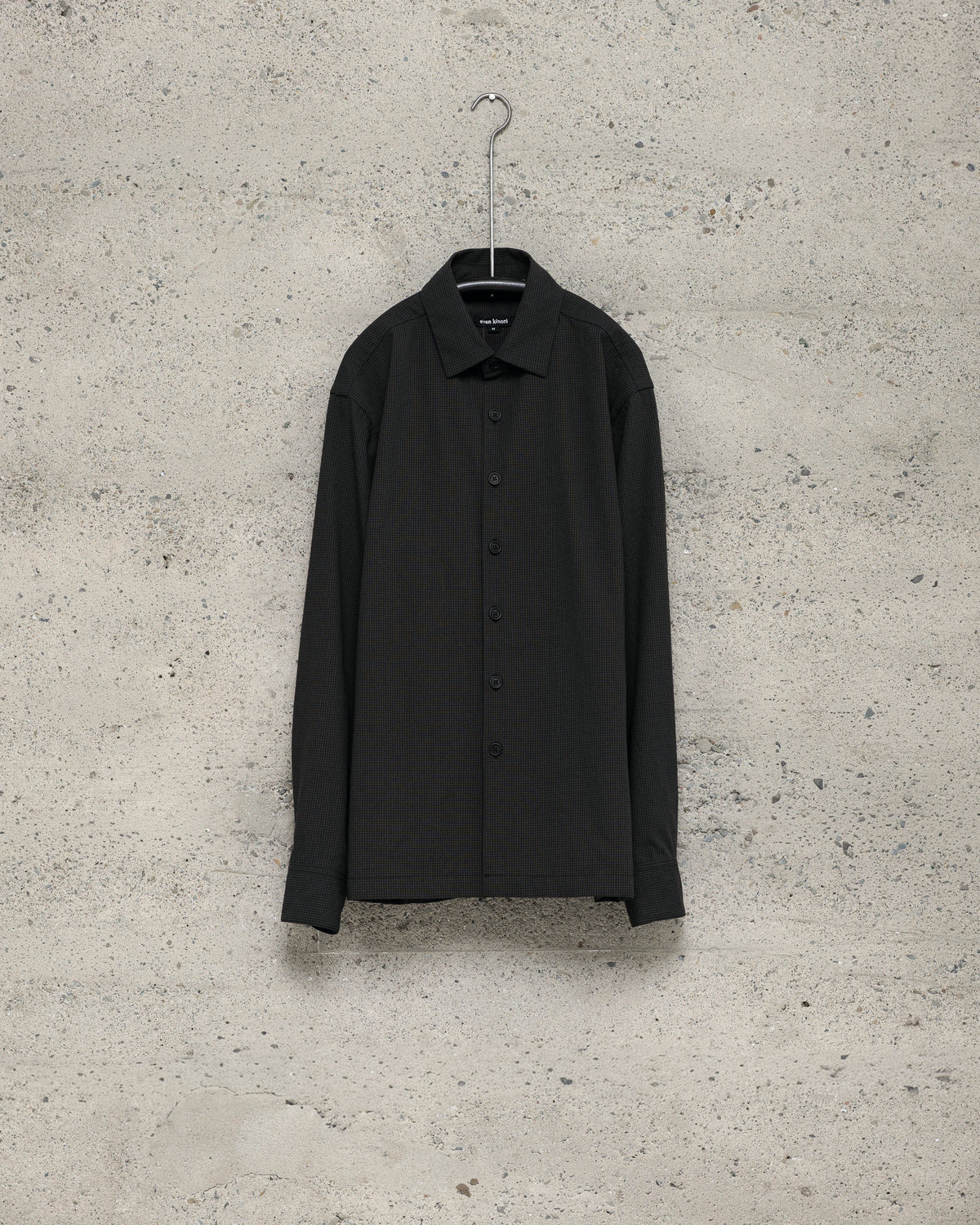 Flat Hem Shirt - Worsted Wool Check, Olive/Black