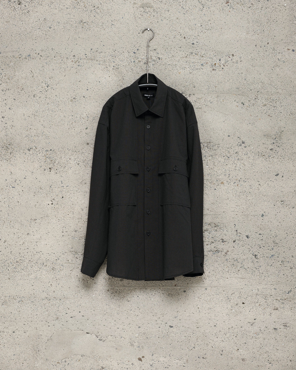 Big Shirt - Worsted Wool Check, Olive/Black