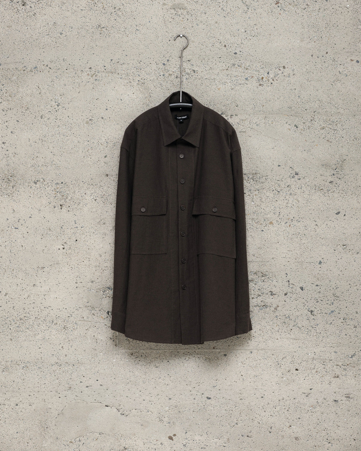 Big Shirt - Yarn Dyed Cotton/Yak Twill, Brown/Black
