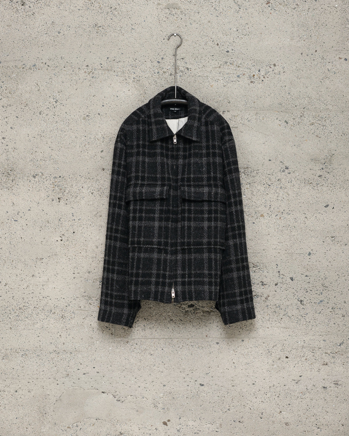 Zip Jacket - Wool Tweed Check, Black/Grey