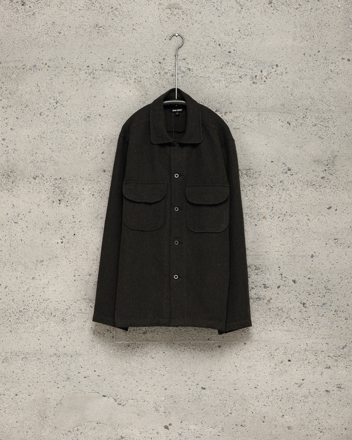 Field Shirt - Wool/Linen Herringbone, Black/Brown