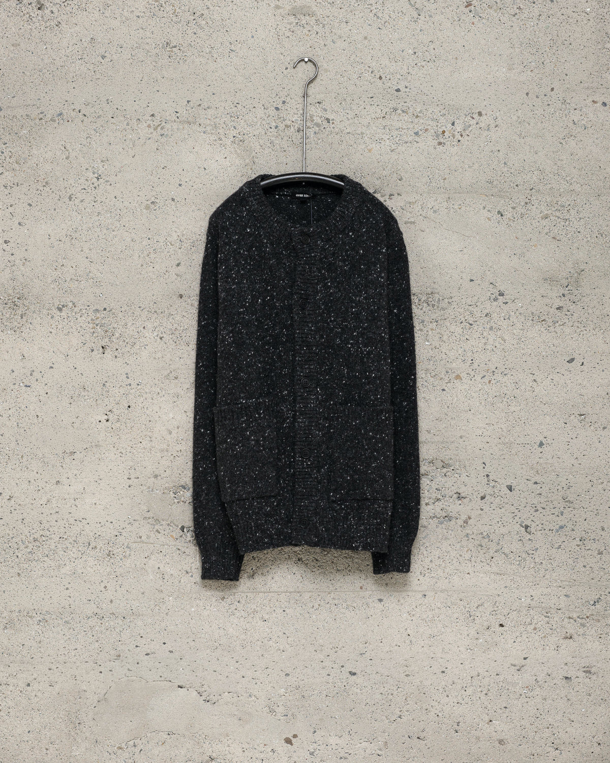 Crewneck Cardigan - Wool/Cashmere Tweed, Black