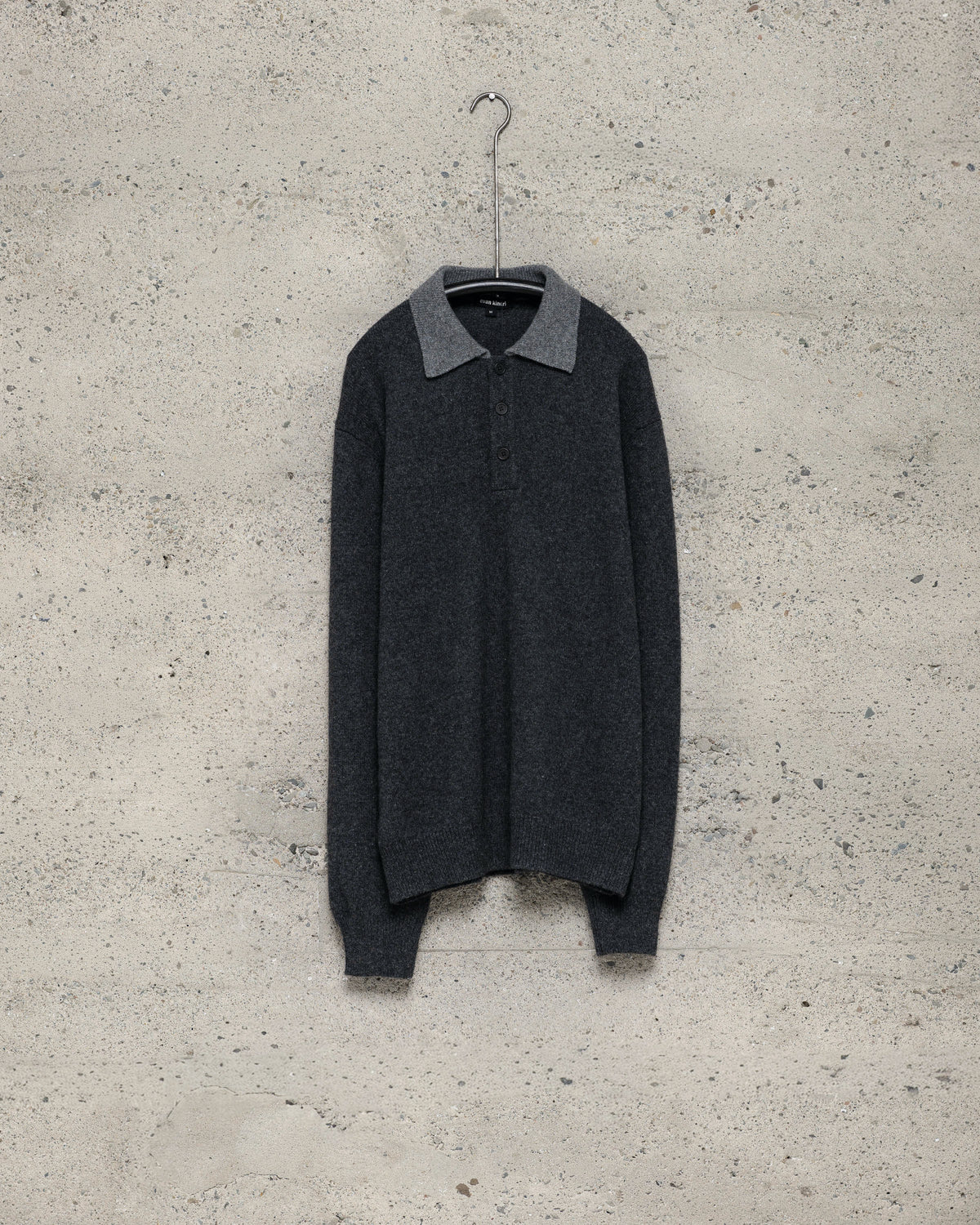 Knit Polo - Yak Wool, Charcoal/Light Grey