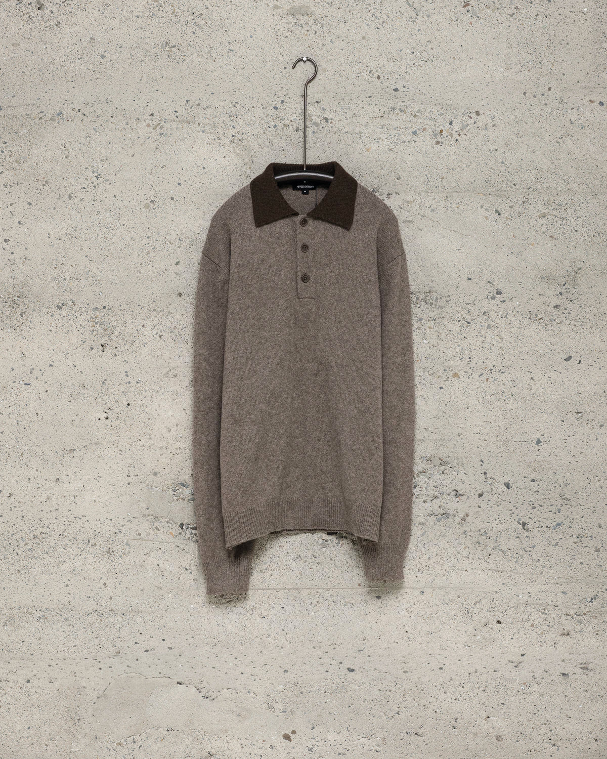 Knit Polo - Undyed Yak Wool, Dark Brown/Light Brown