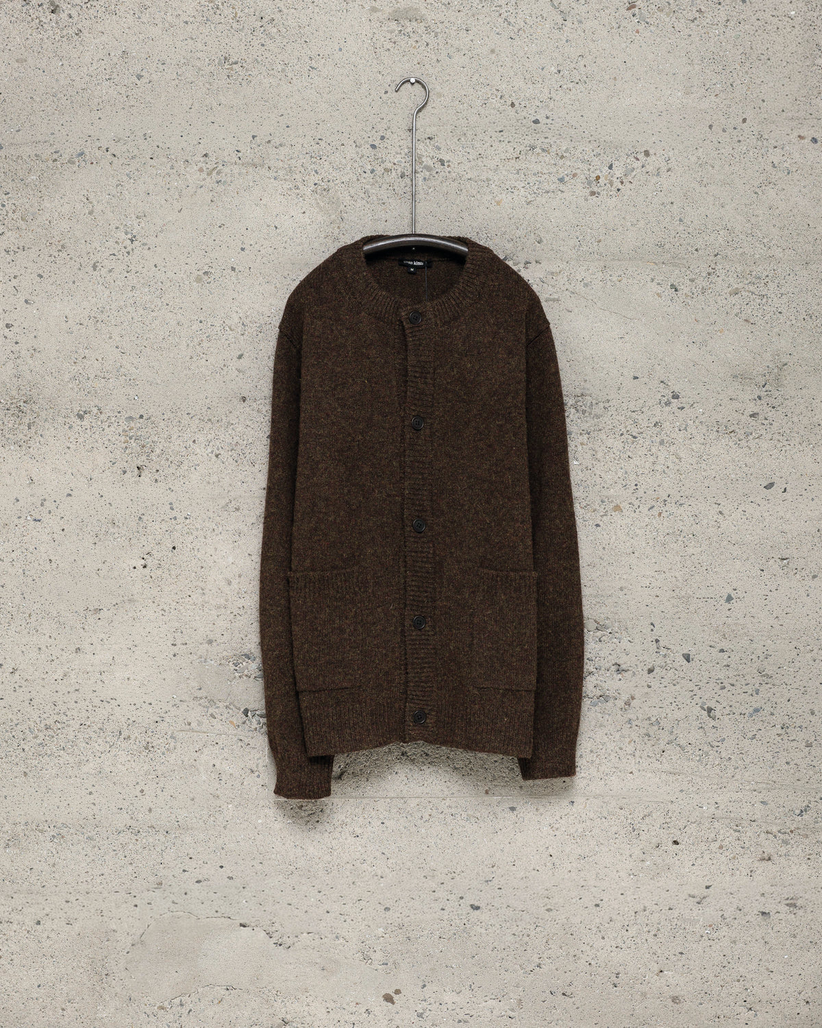 Crewneck Cardigan - Top Dyed Wool, Dark Olive