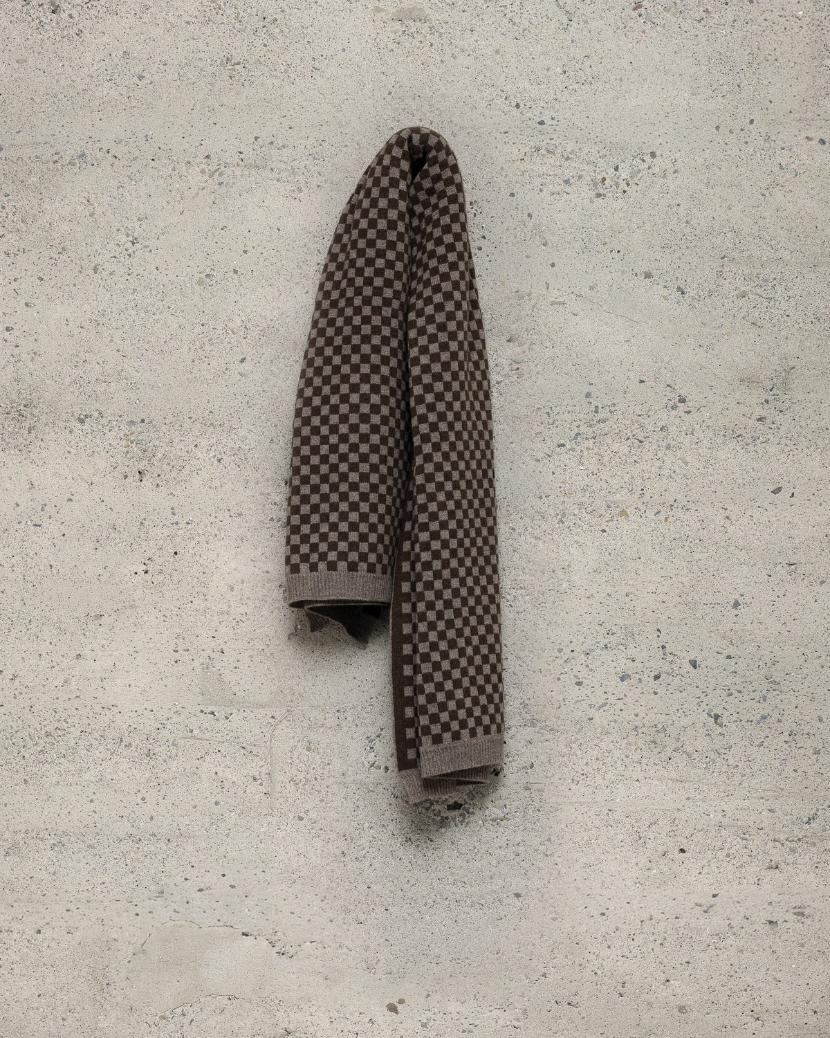 Knit Shawl - Undyed Yak Wool, Light Brown/Dark Brown
