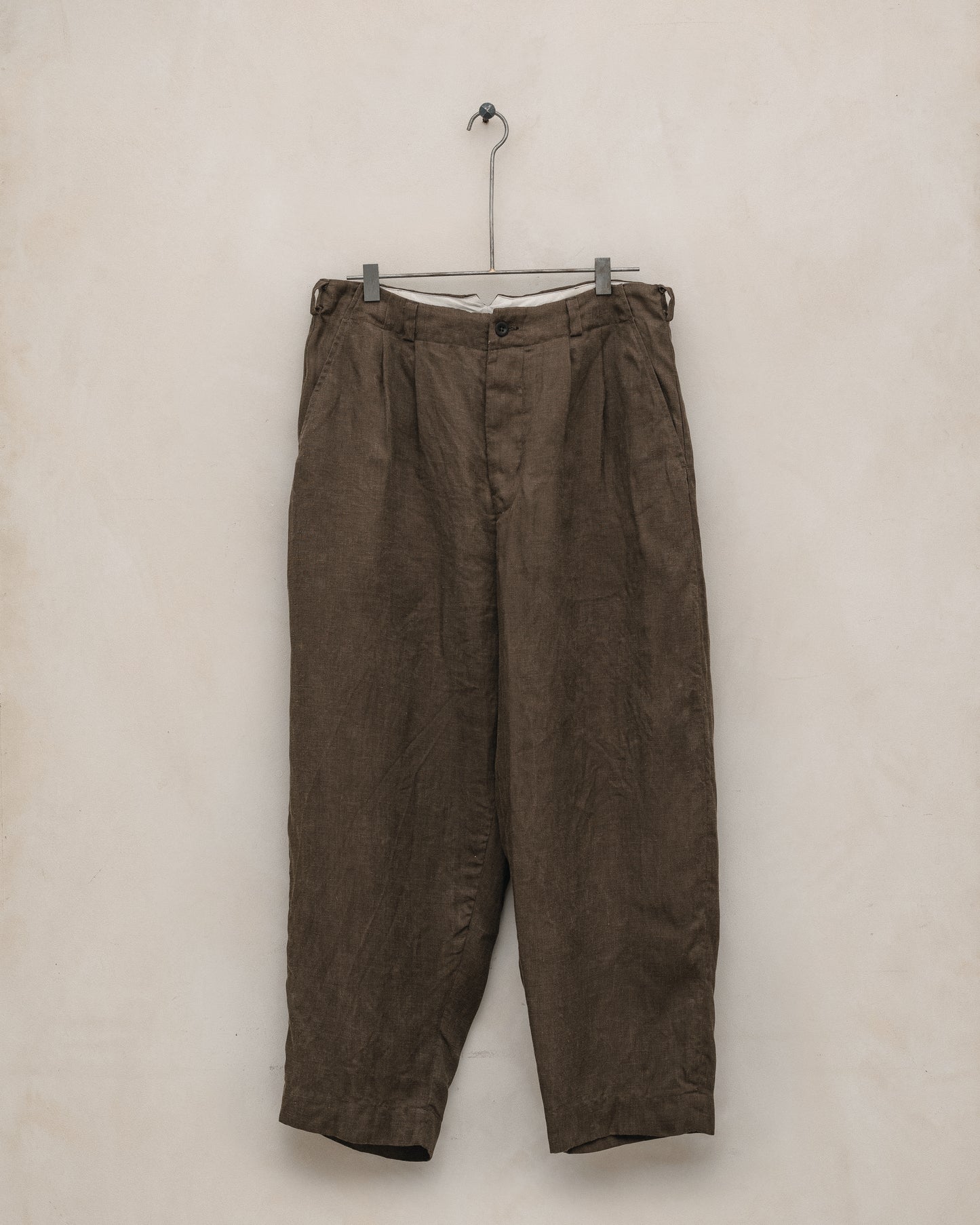 Two Pleat Pant - Sumi Ink Hemp Twill, Dark Olive