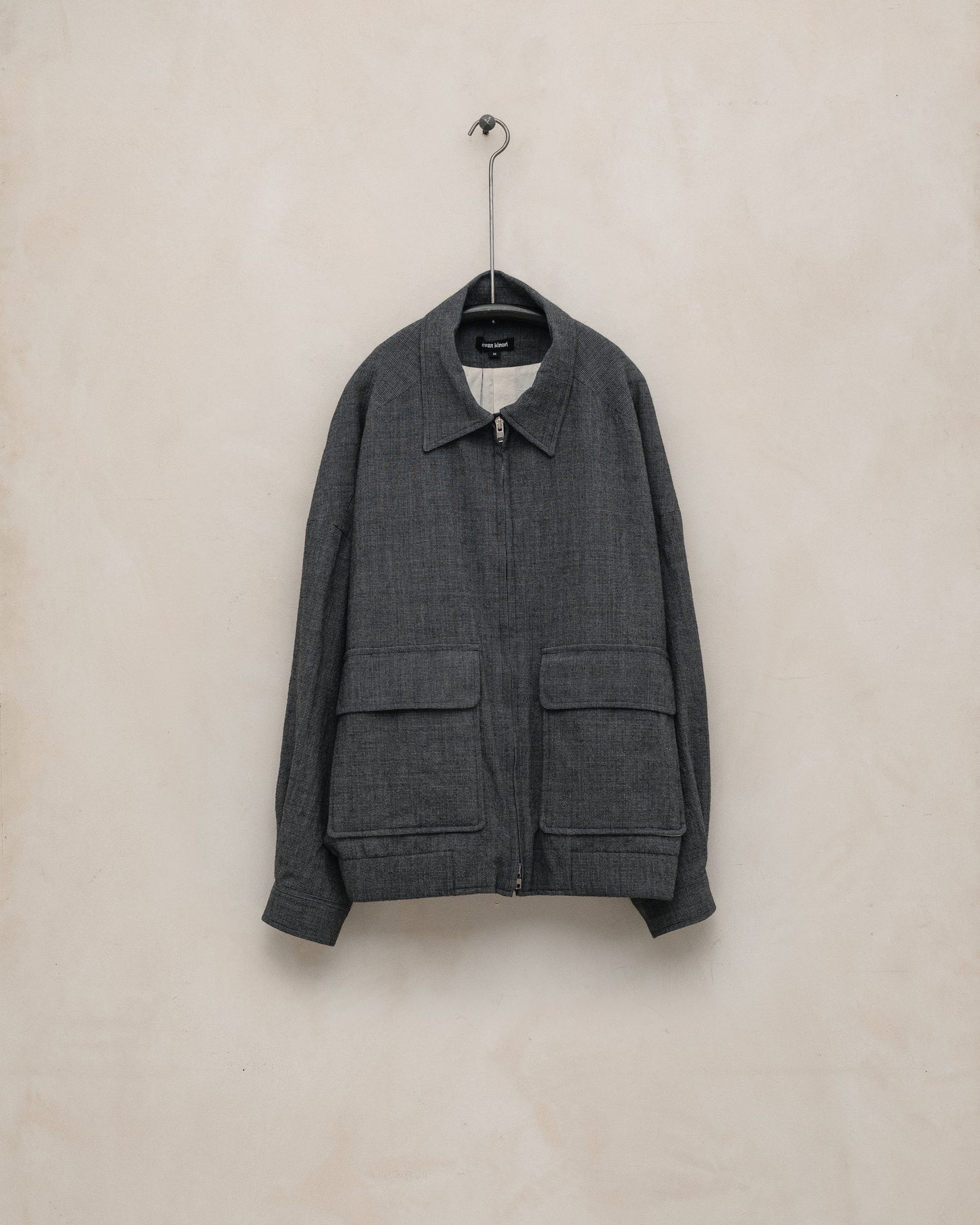 Zip Jacket Two - Worsted Wool Puppytooth, Charcoal/Black