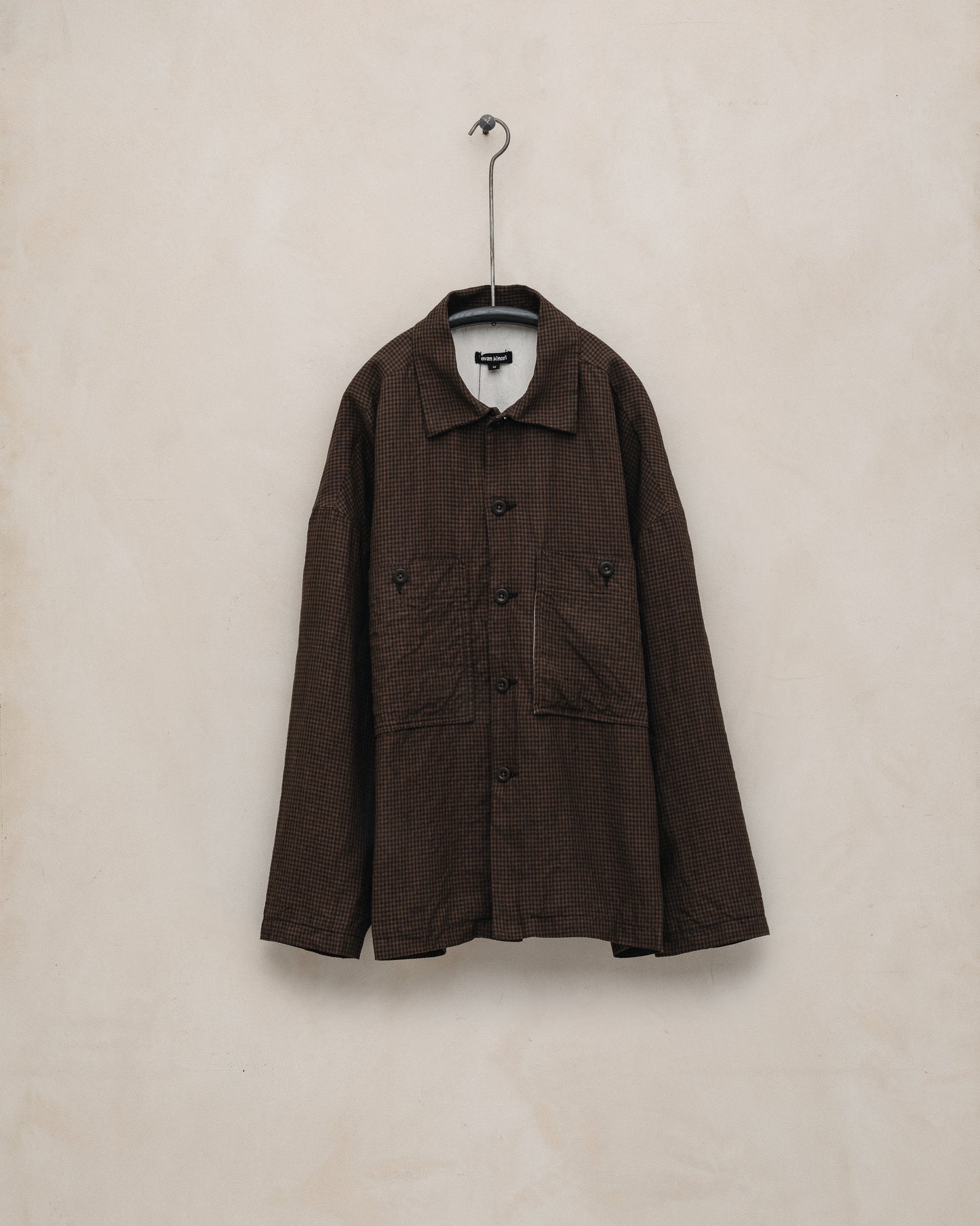 Field Shirt Two - Logwood Linen Check, Brown/Black (Logwood Overdye)
