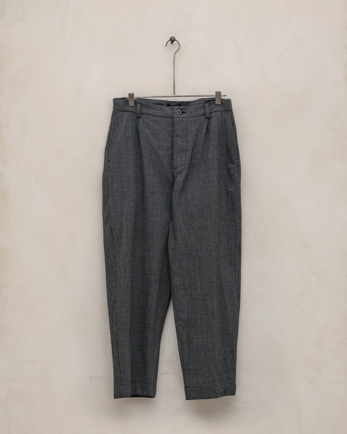 Single Pleat Pant - Worsted Wool Puppytooth, Charcoal/Black