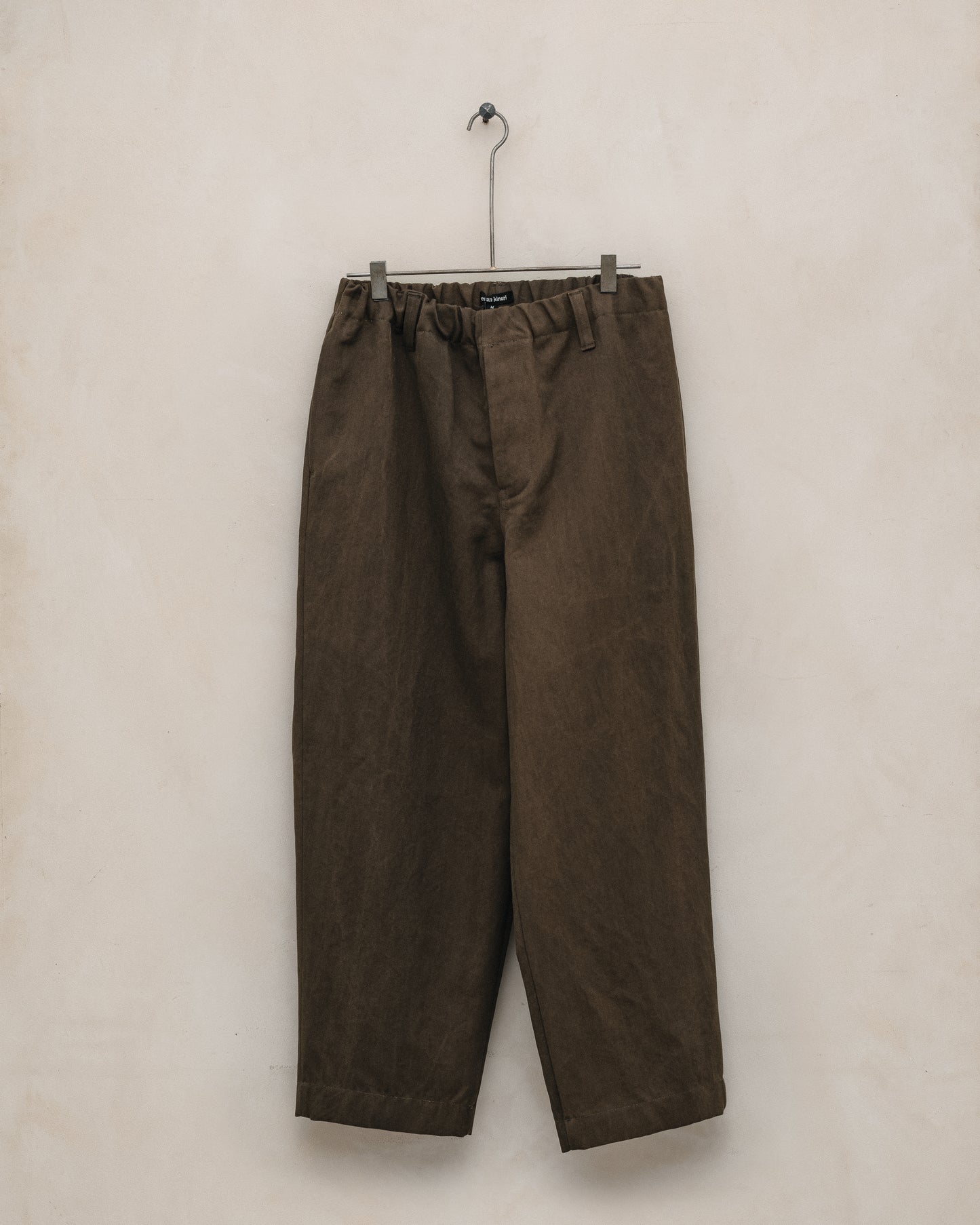Elastic Pant - Sumi Ink Cotton/Washi Canvas, Dark Olive