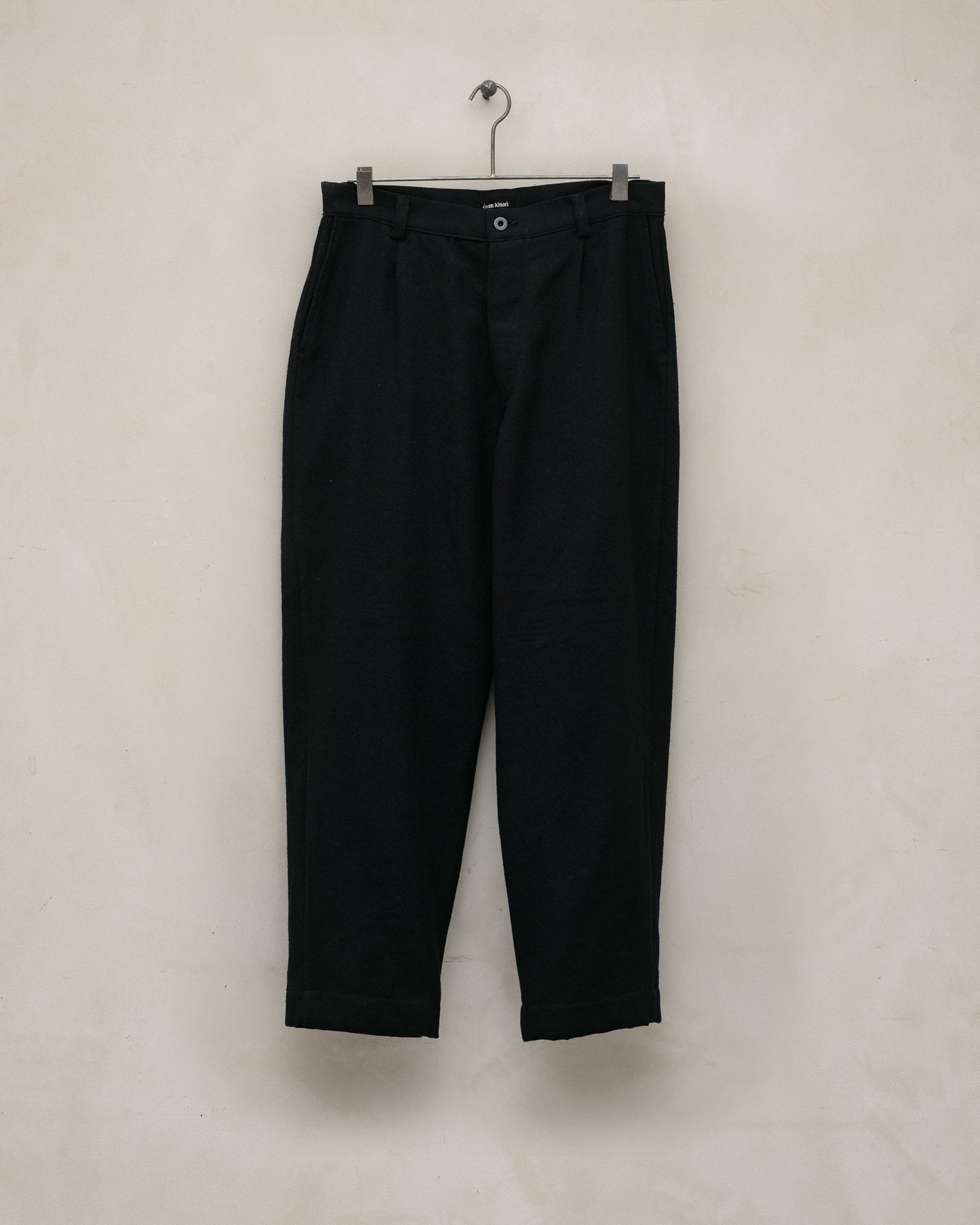 Single Pleat Pant - Cashmere/Linen Twill, Black