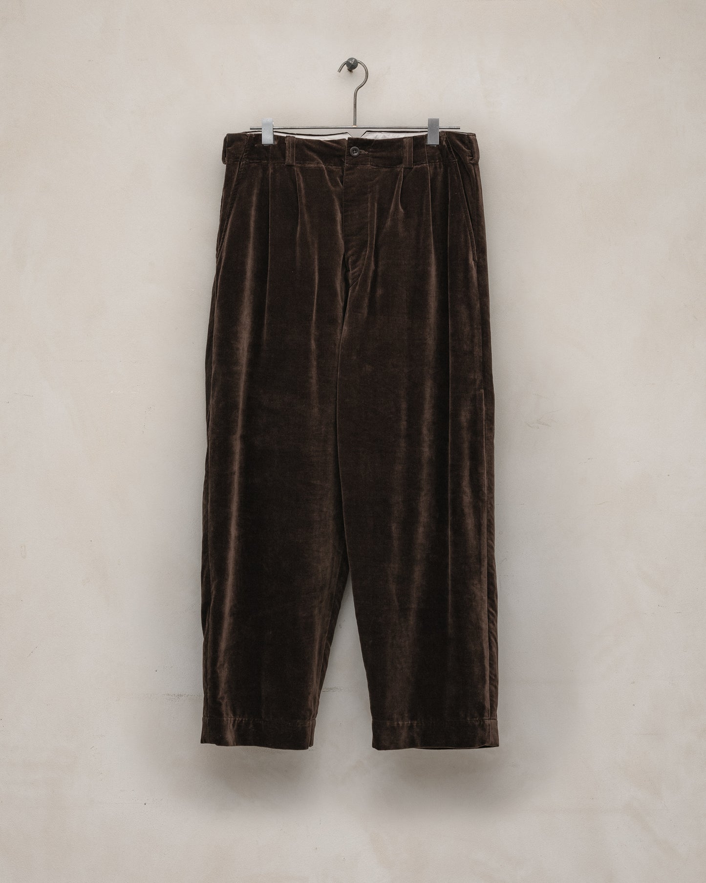 Two Pleat Pant - Logwood Velvet, Brown