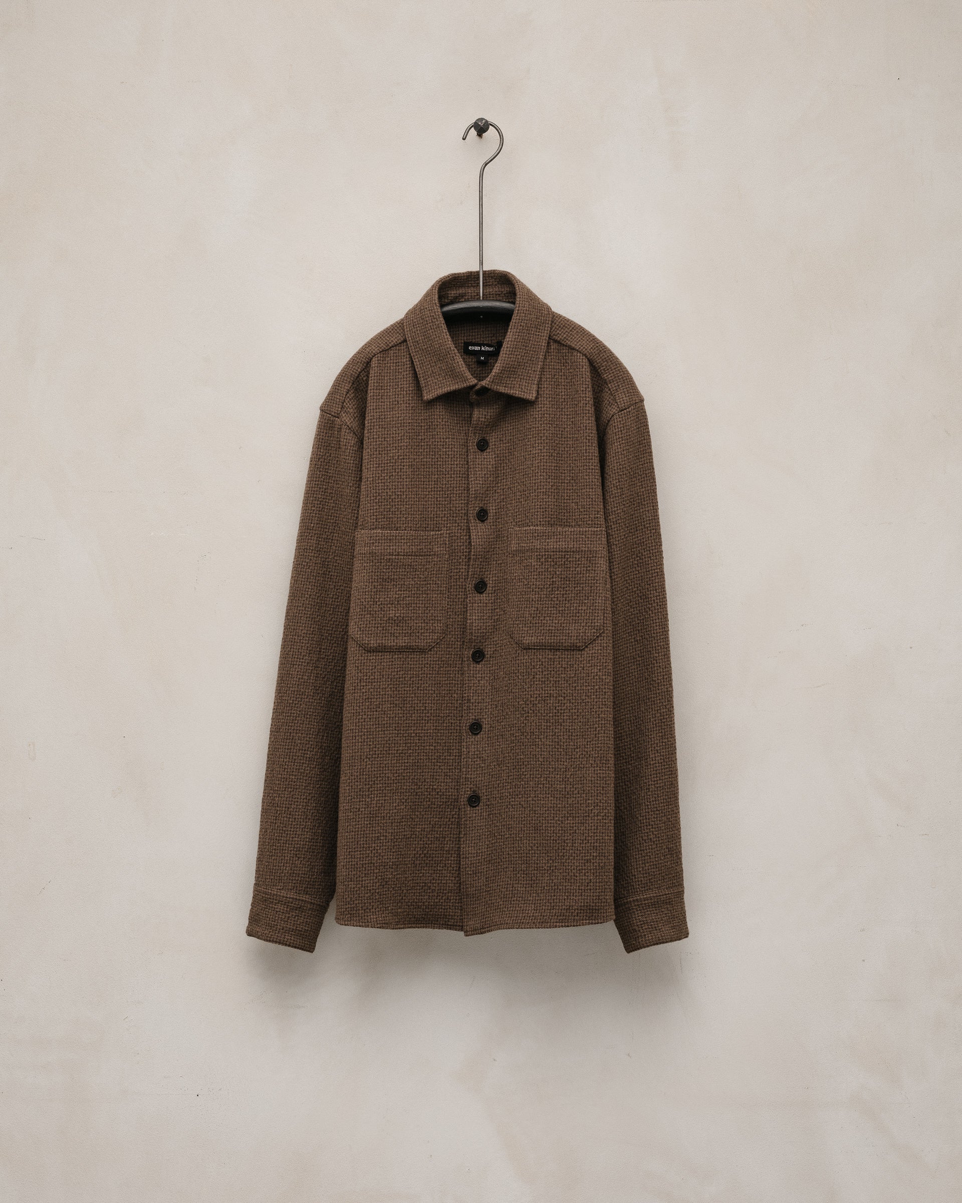 Two Pocket Shirt - Wool/Cotton Puppytooth, Brown – evan kinori