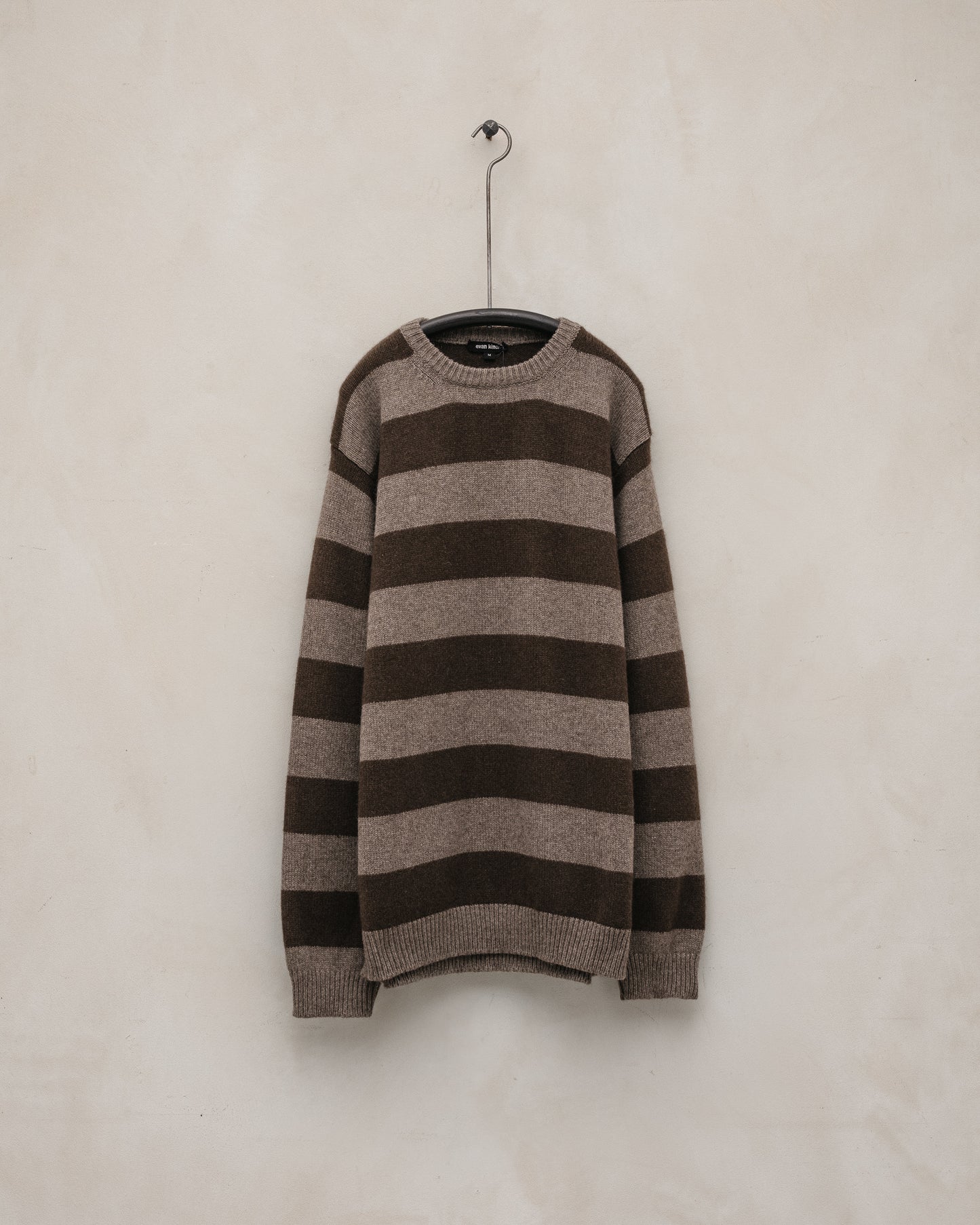 Striped Sweater - Undyed Yak Wool, Dark Brown/Light Brown