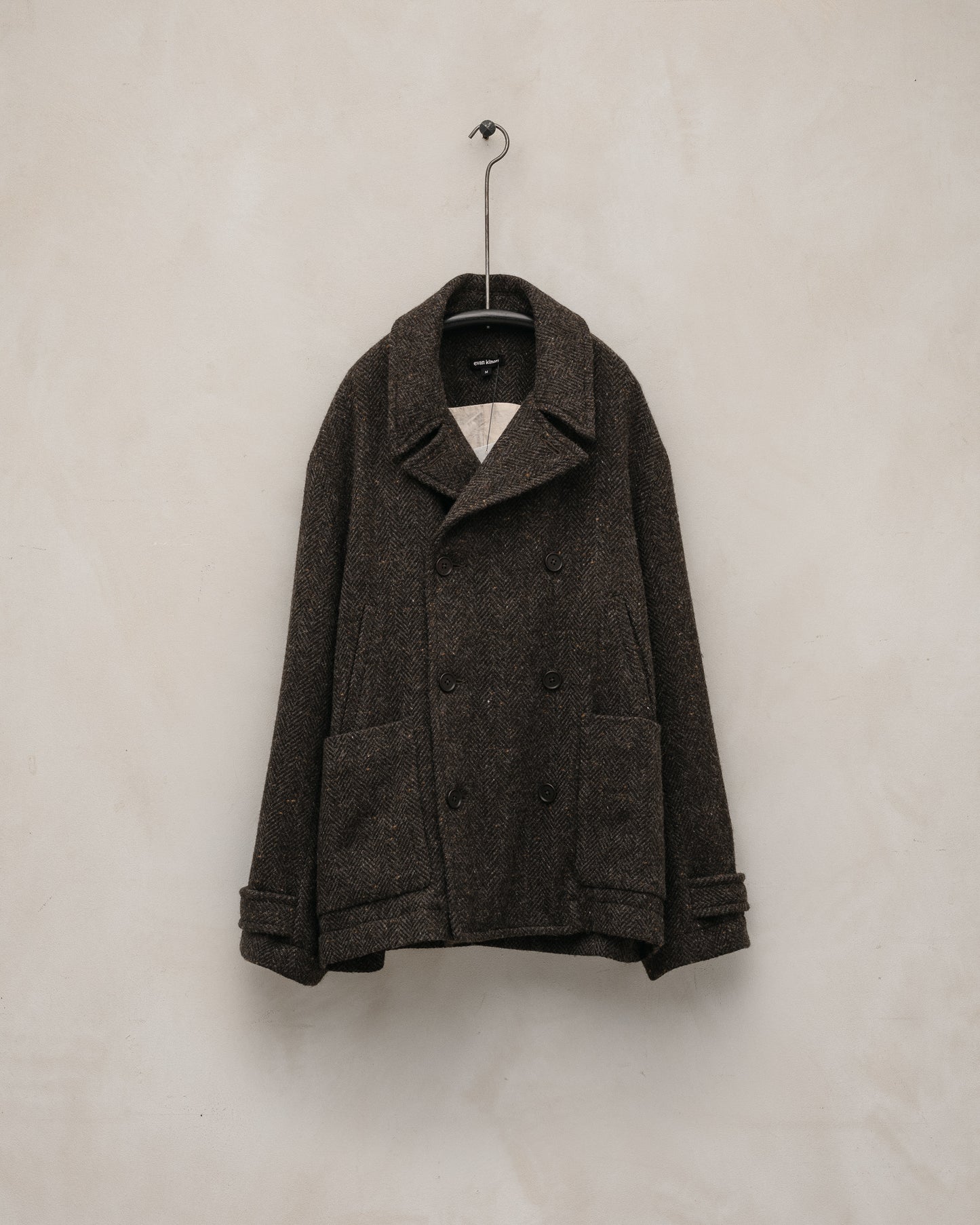 Peacoat - Irish Wool Herringbone Tweed, Brown/Charcoal