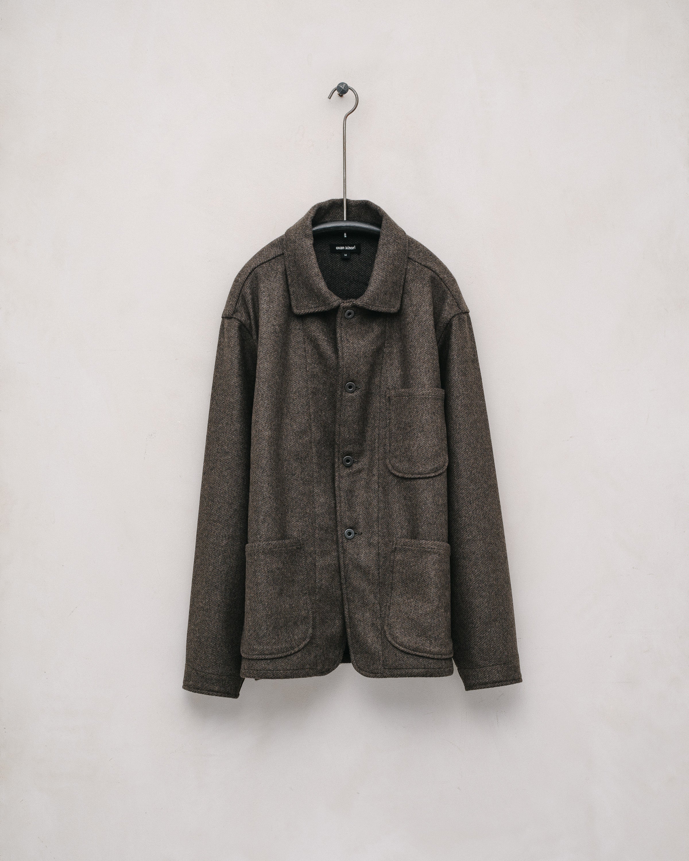 Three Pocket Jacket - Brushed Cashmere/Wool Twill, Olive/Black – evan kinori