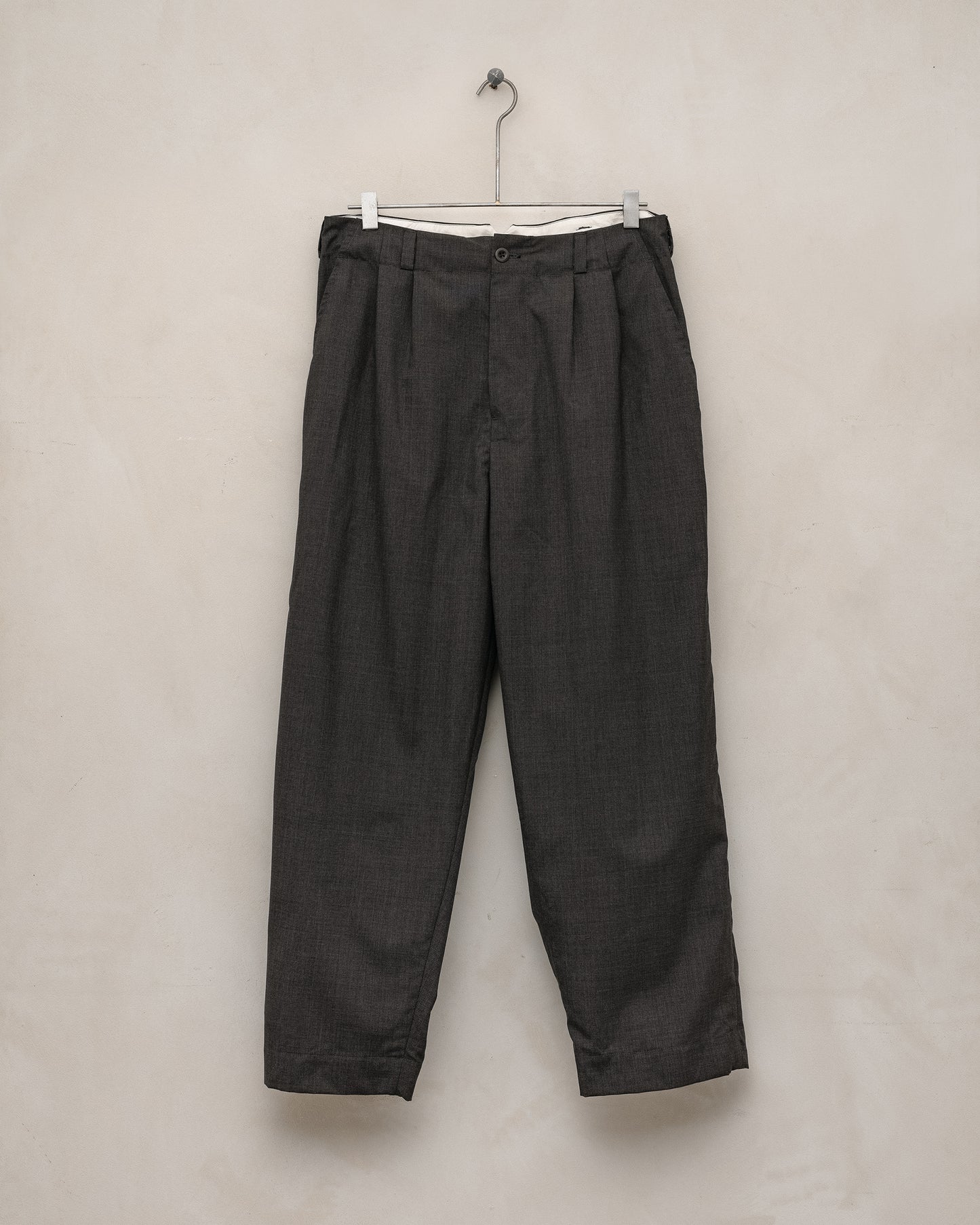 Two Pleat Pant - Yarn Dyed Tropical Worsted Wool, Charcoal/Brown