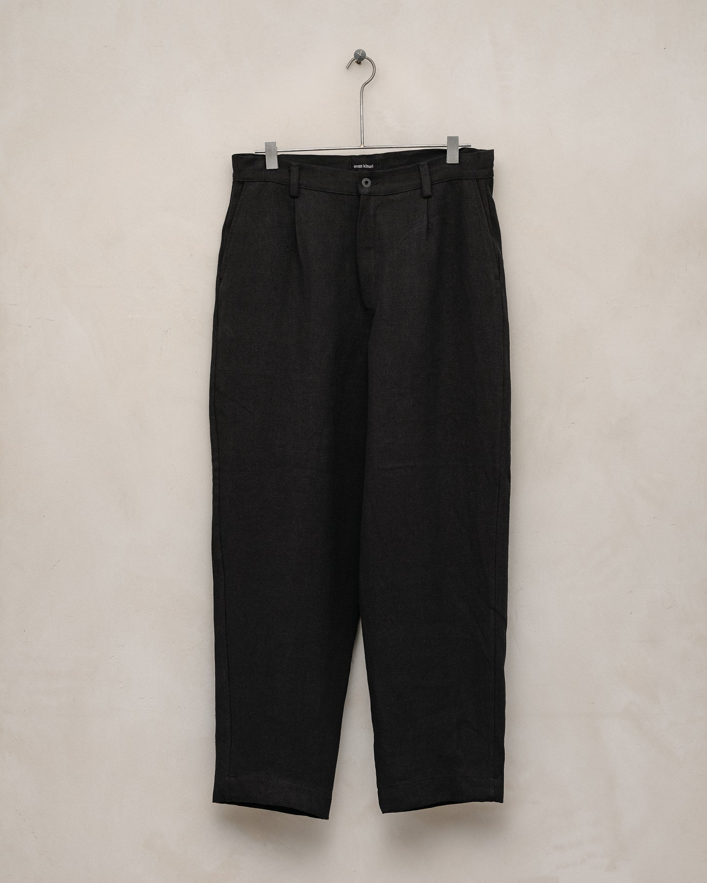 Single Pleat Pant - Linen Canvas, Black