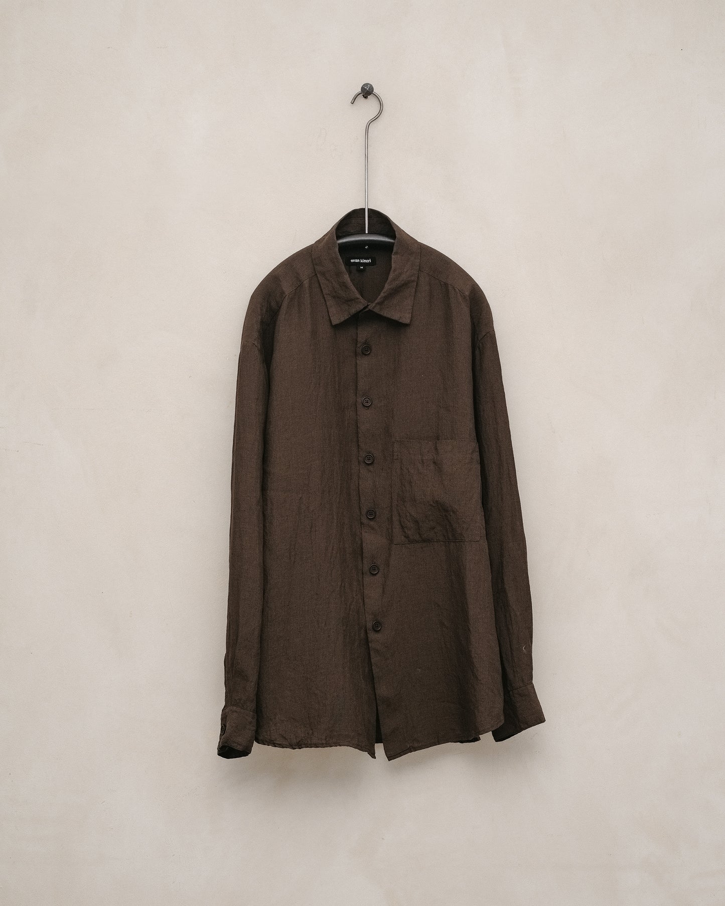 Big Shirt Two - Yarn Dyed Linen Puppytooth, Brown