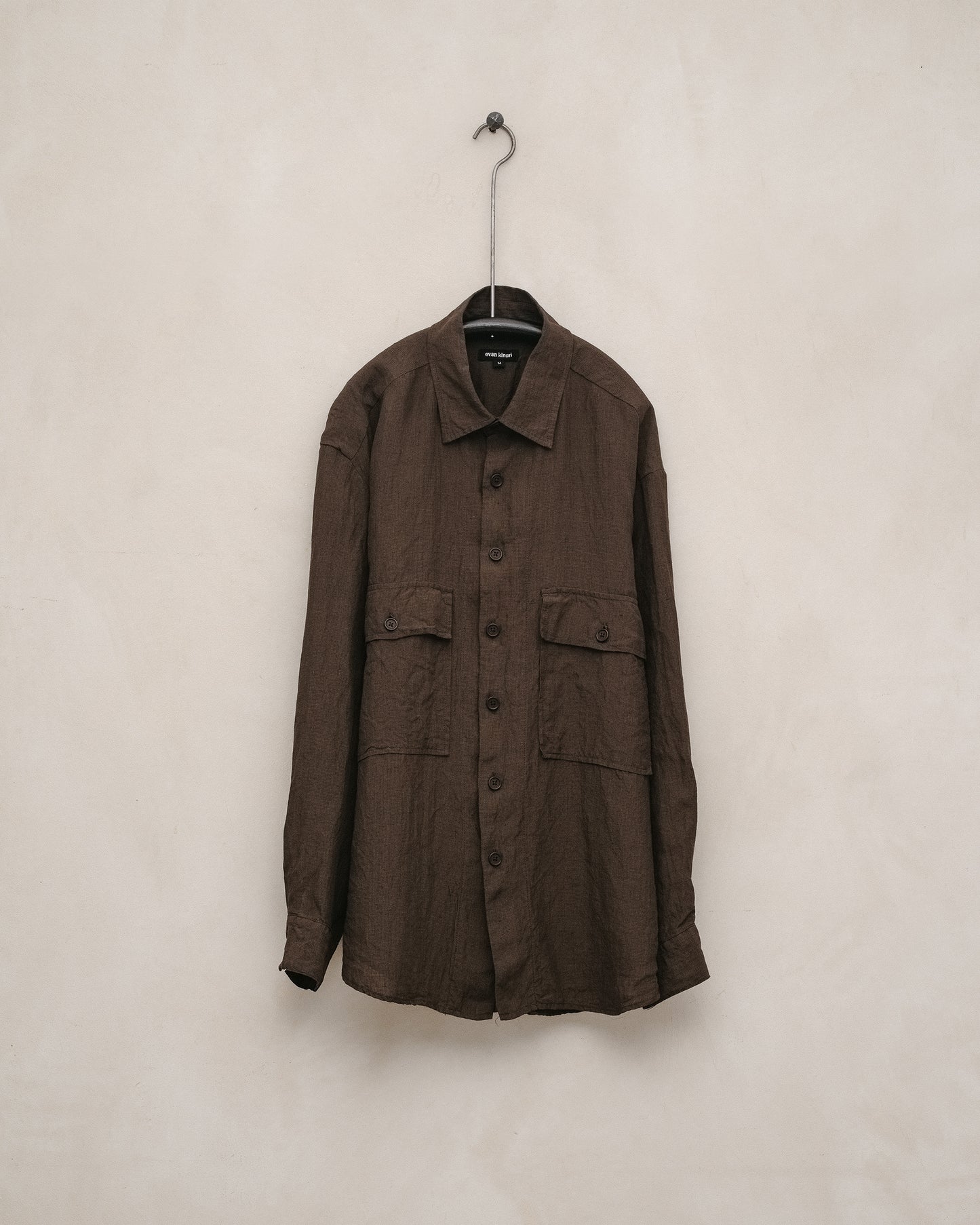 Big Shirt - Yarn Dyed Linen Puppytooth, Brown
