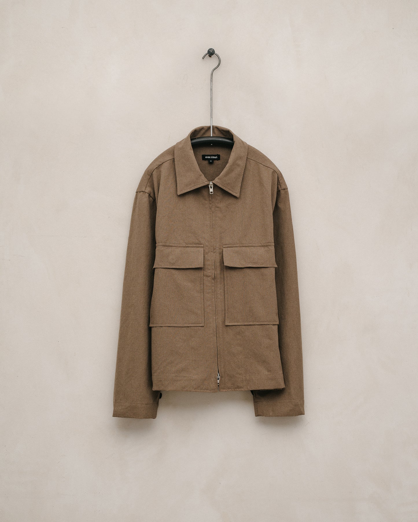 Zip Jacket - Undyed Organic Cotton Canvas, Brown (Iron Mordant)