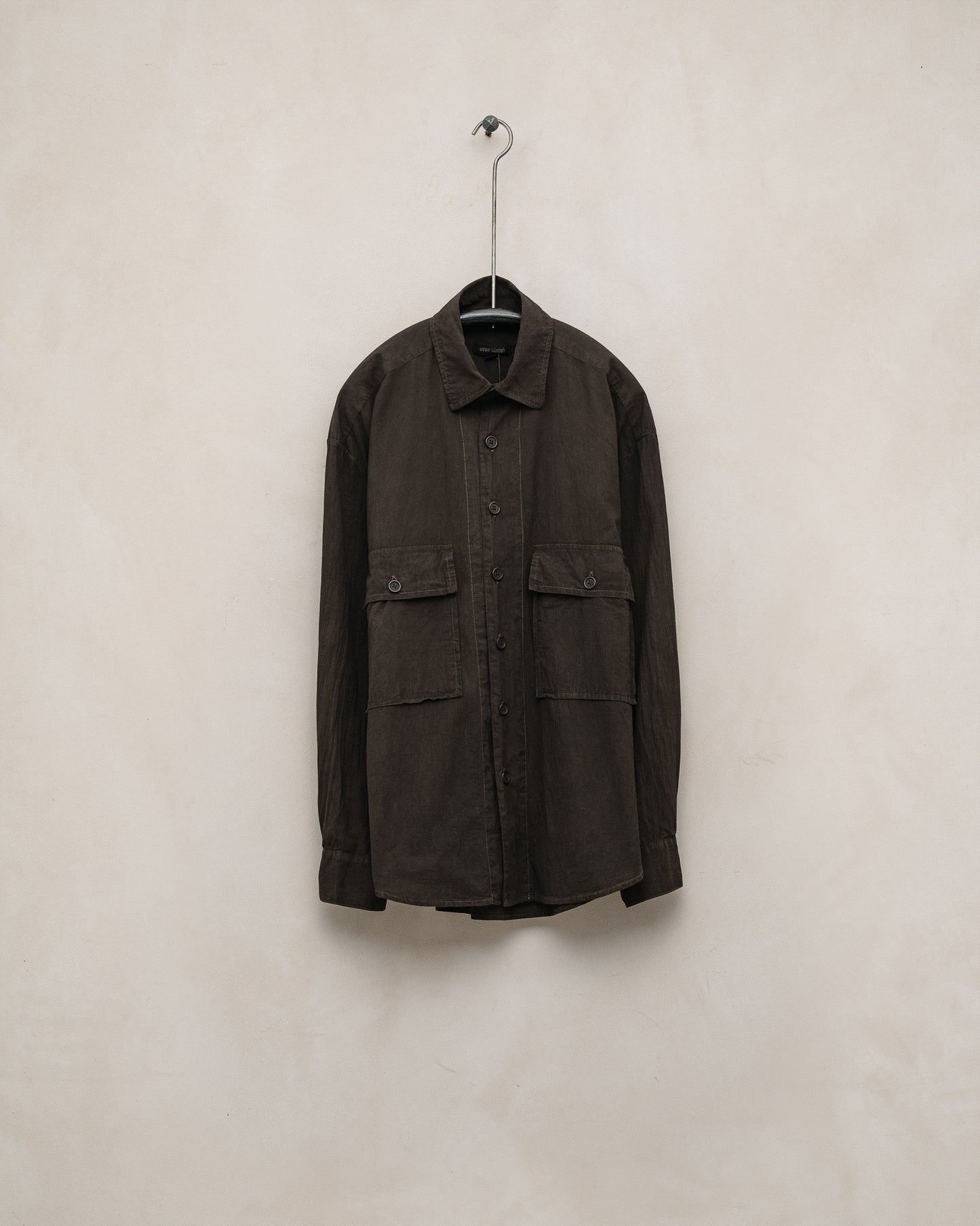 Big Shirt - Organic Cotton Batiste, Dark Beige (Mud Dye)