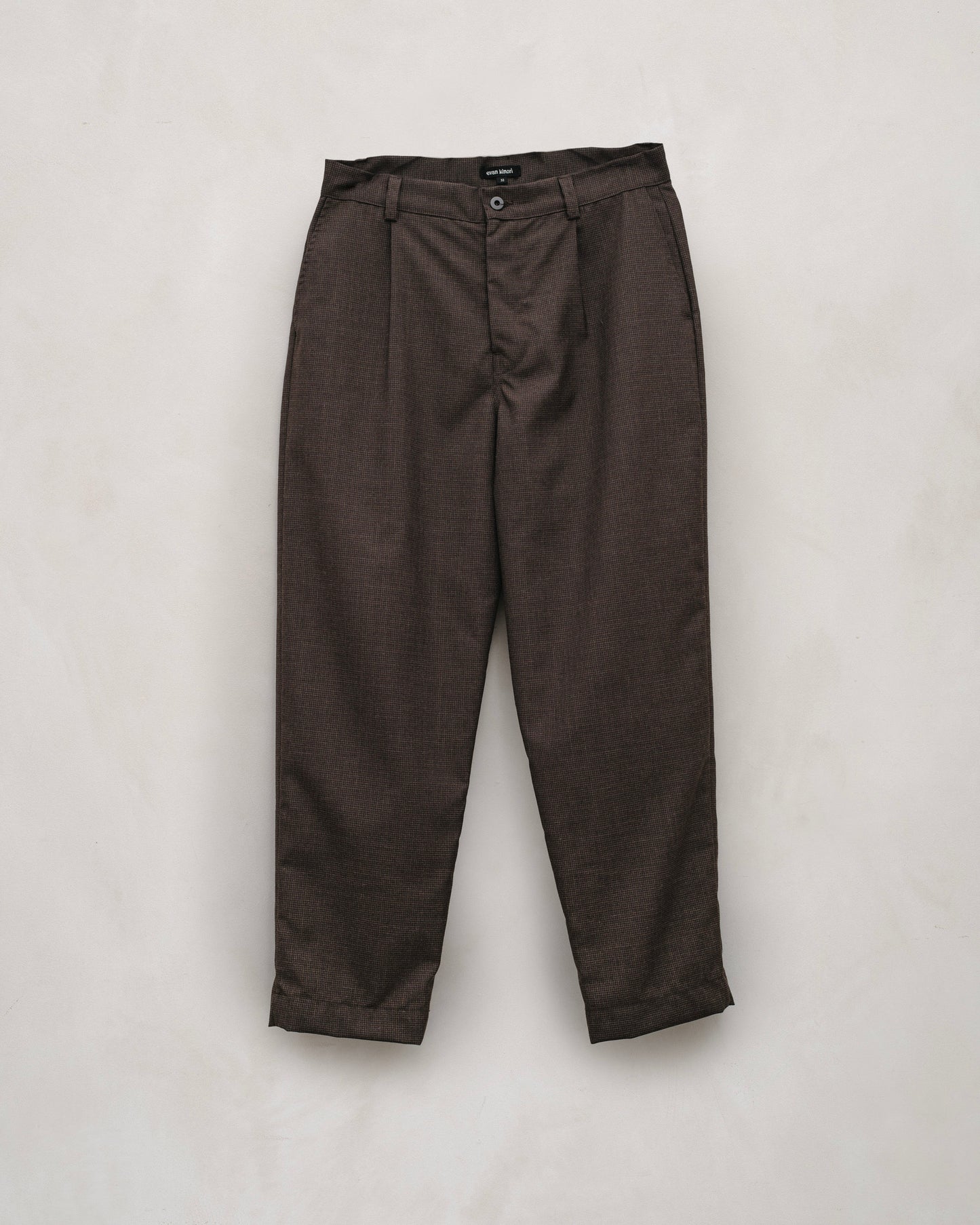 Single Pleat Pant - Fox Worsted Wool Puppytooth, Brown