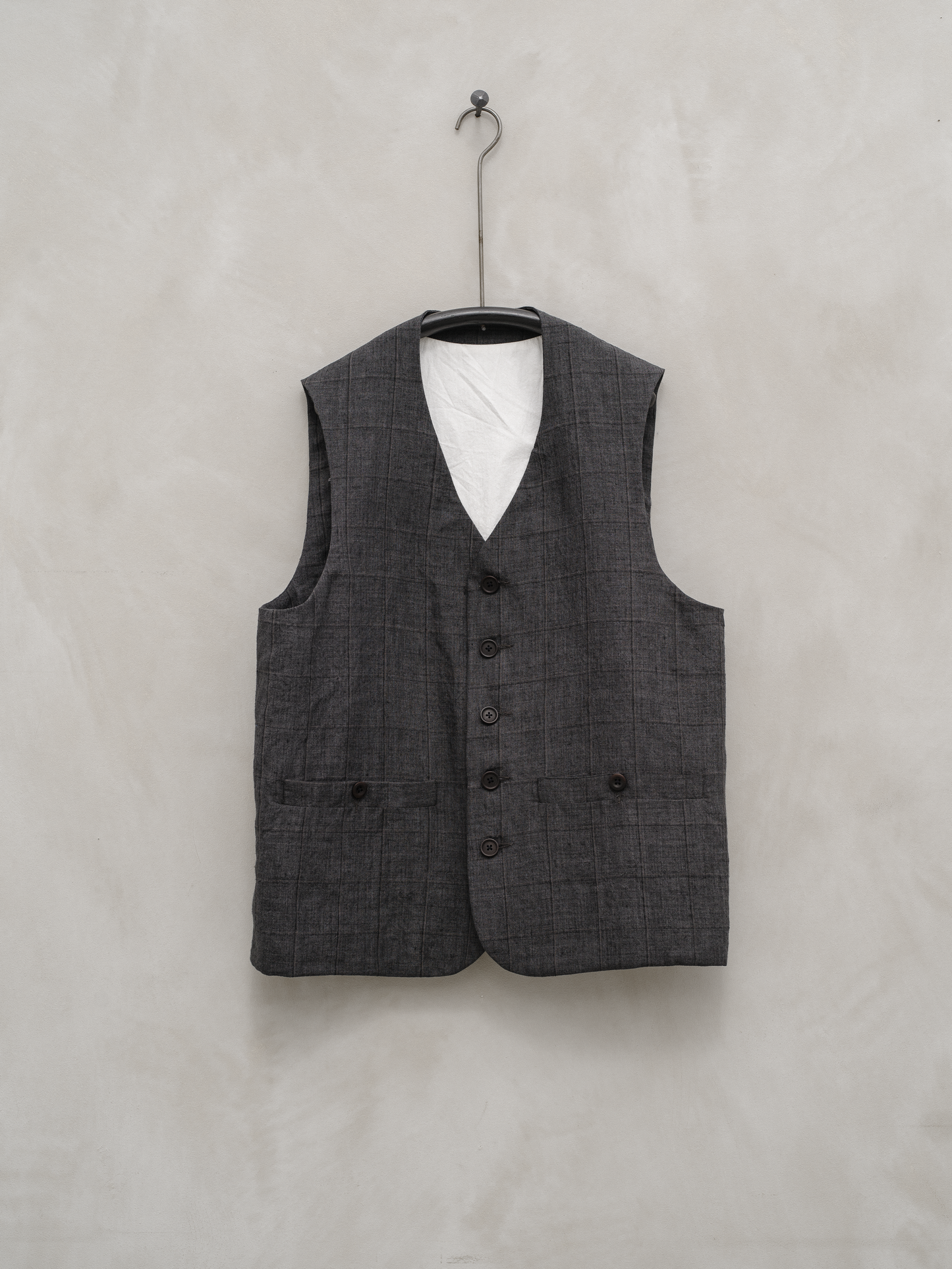Welt Pocket Vest - Linen Windowpane