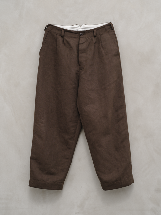 Two Pleat Pant - Yarn Dyed Cotton/Linen Twill