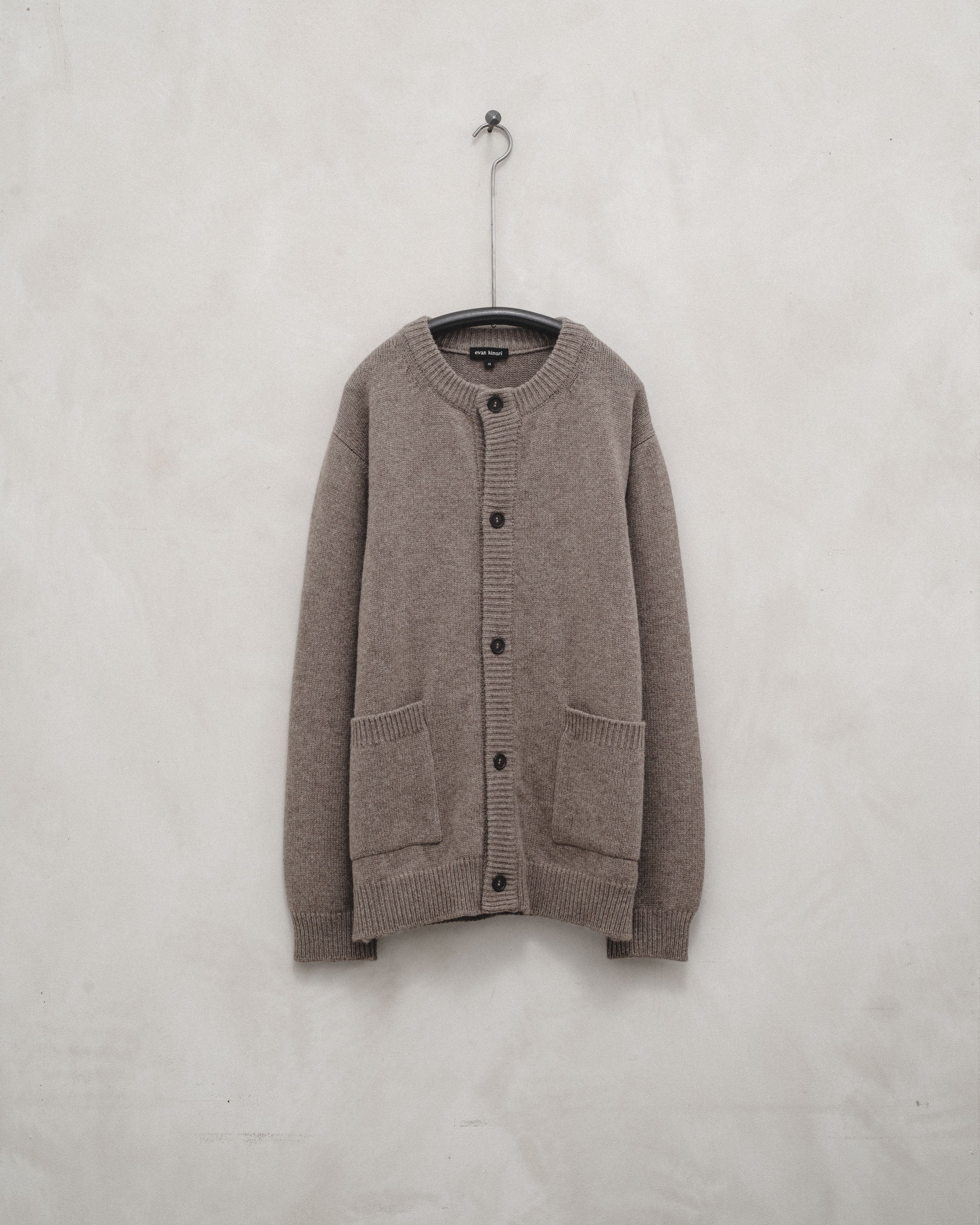 Crewneck Cardigan - Cashmere/Lambswool, Dark Beige