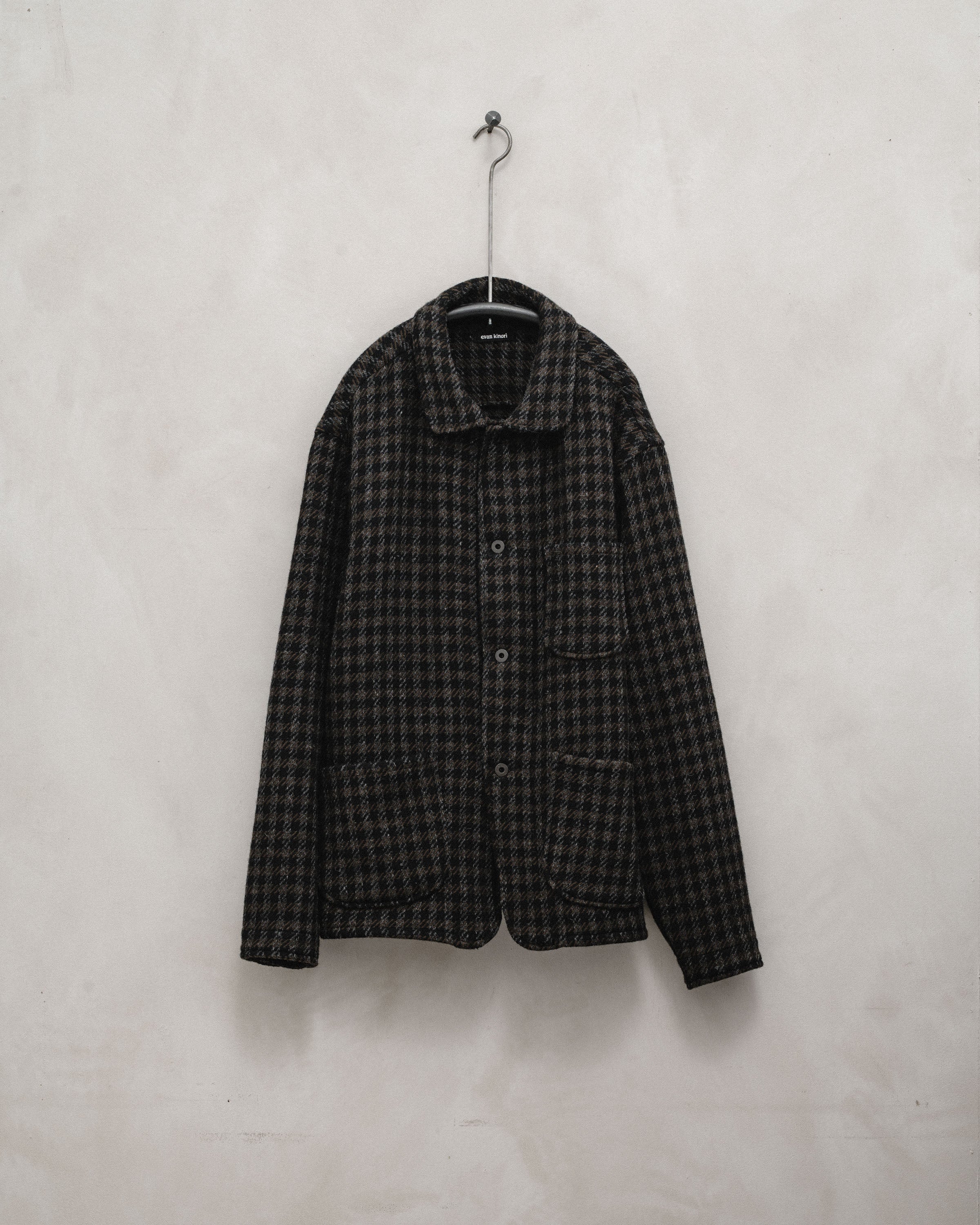 Big Coat - Heavy Brushed Wool Check, Olive/Black – evan kinori